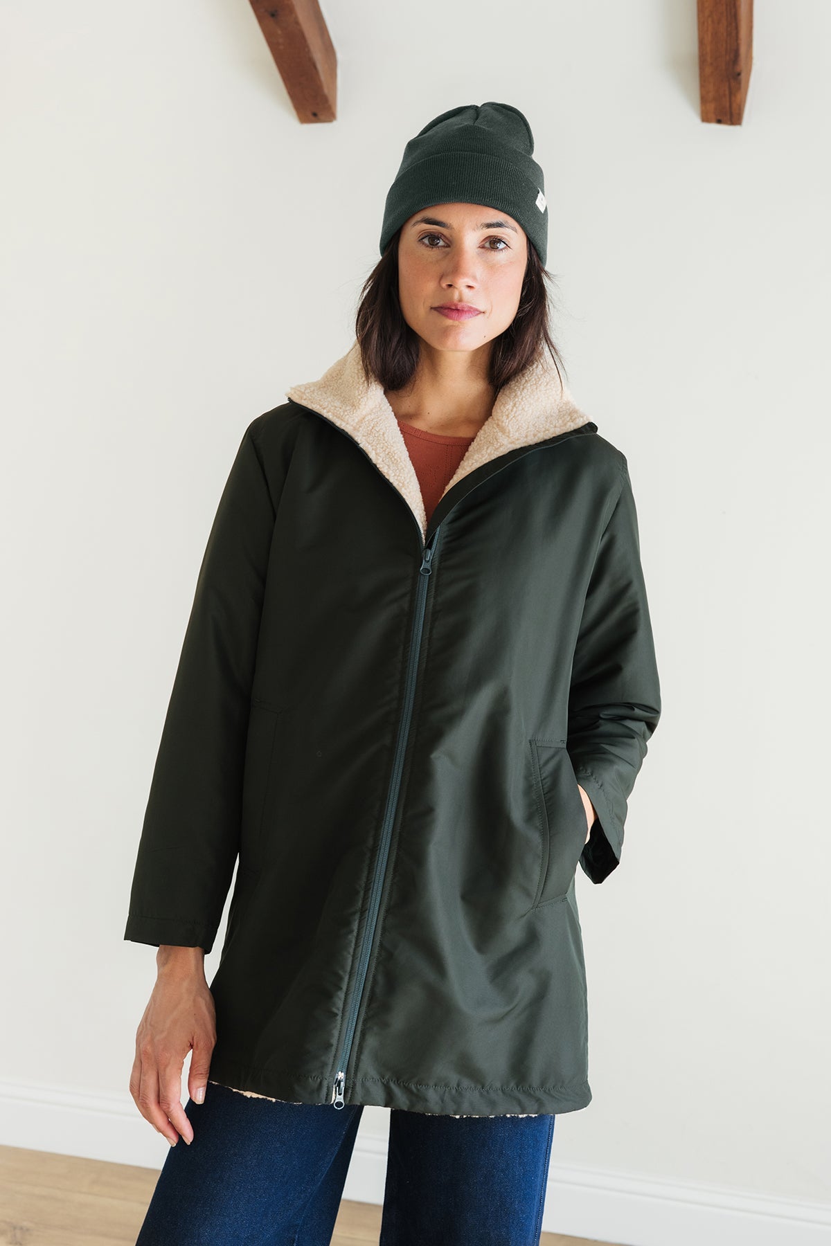 Image of TWOTHIRDS dames vegan Jas Zafiria Forest Green