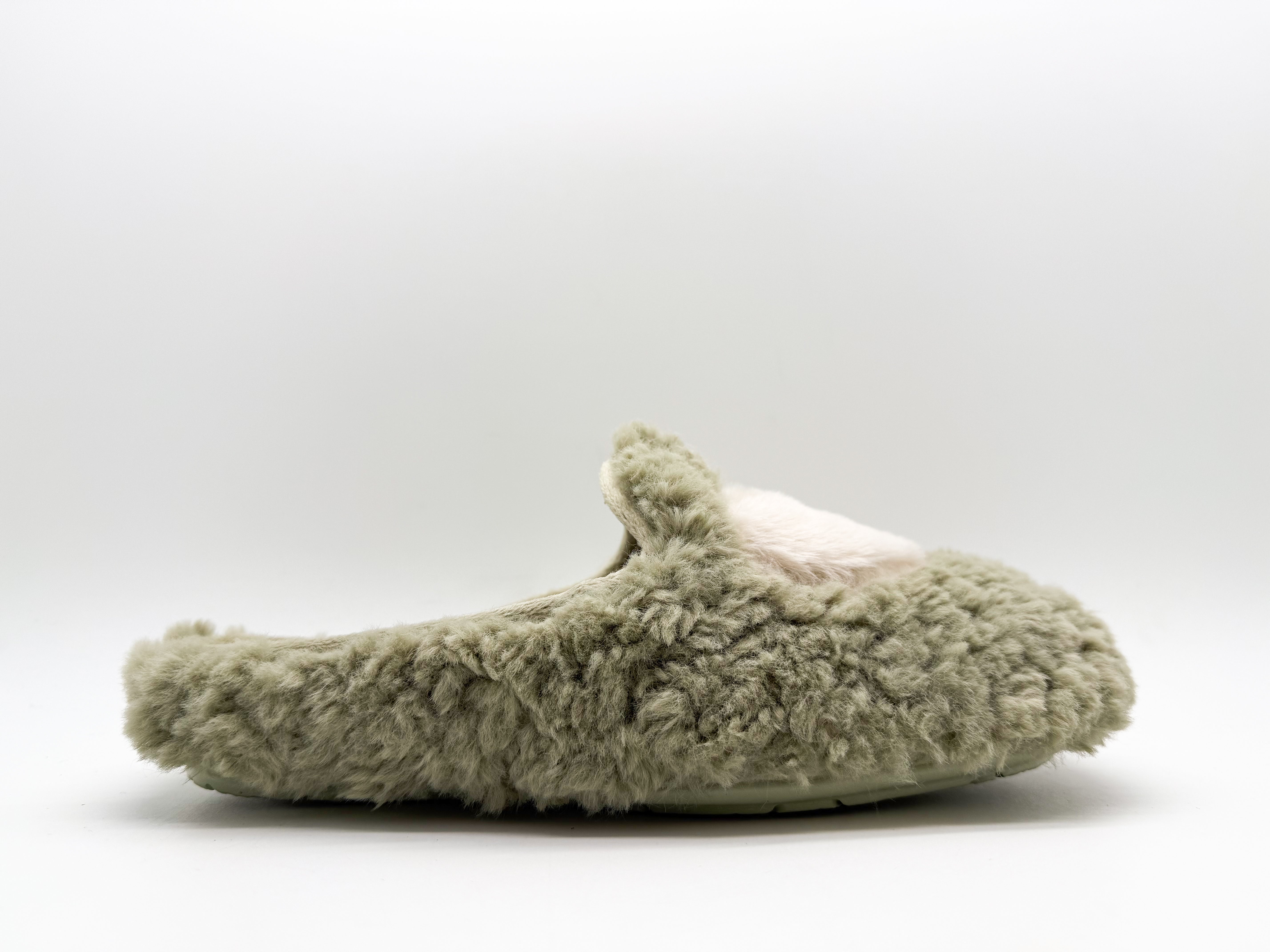 thies womens vegan Slippers Rec Fluffy Heart Emerald Green