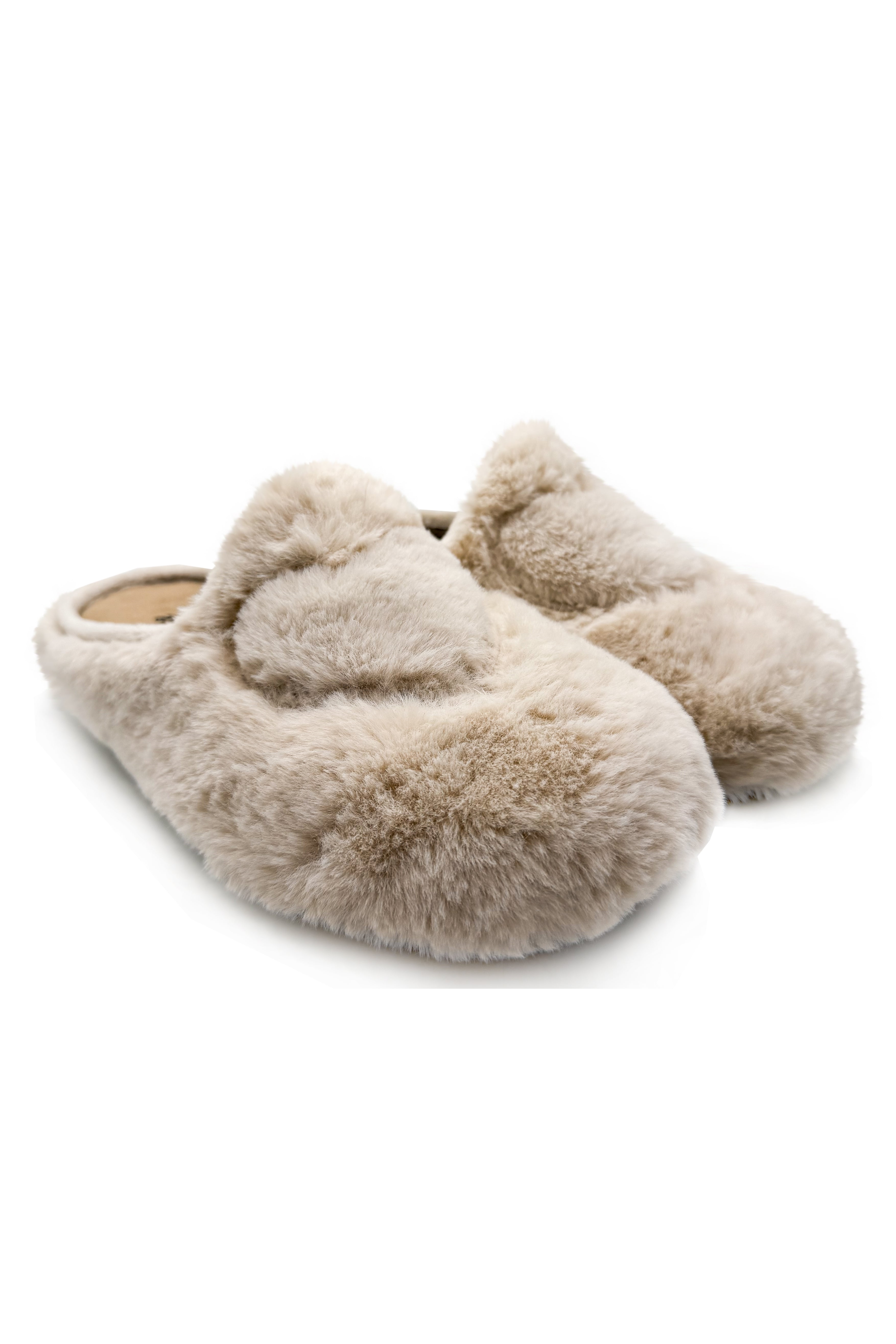 thies womens vegan Slippers Rec Fluffy Heart Beige