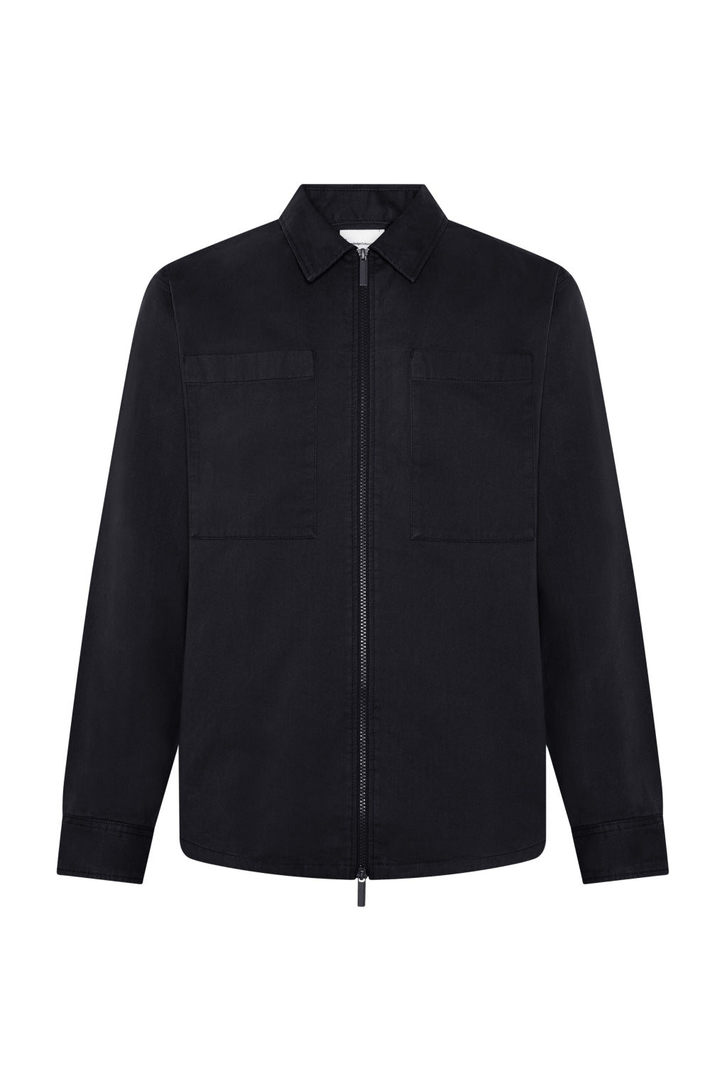 Image of KnowledgeCotton Apparel mannen vegan Rits Overshirt Twill Zwart Jet