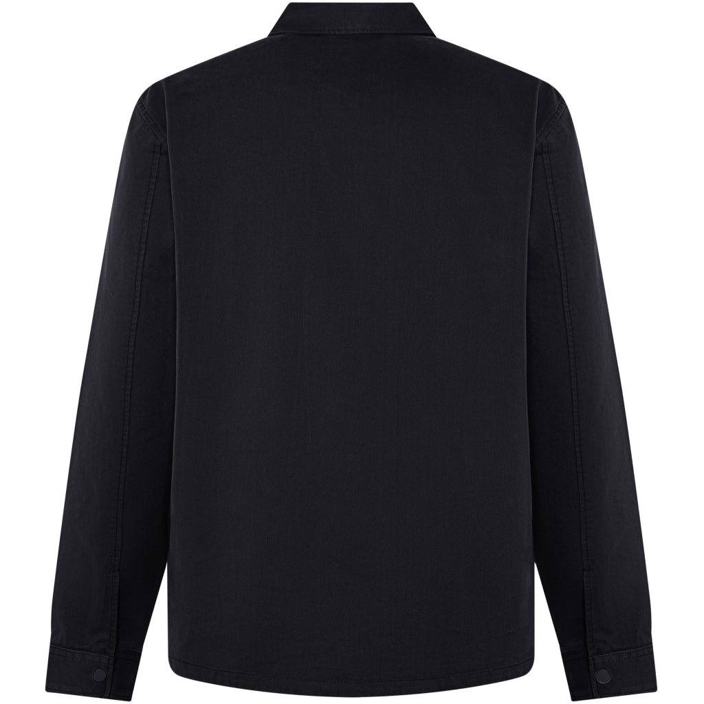 KnowledgeCotton Apparel men vegan Zip Overshirt Twill Black Jet
