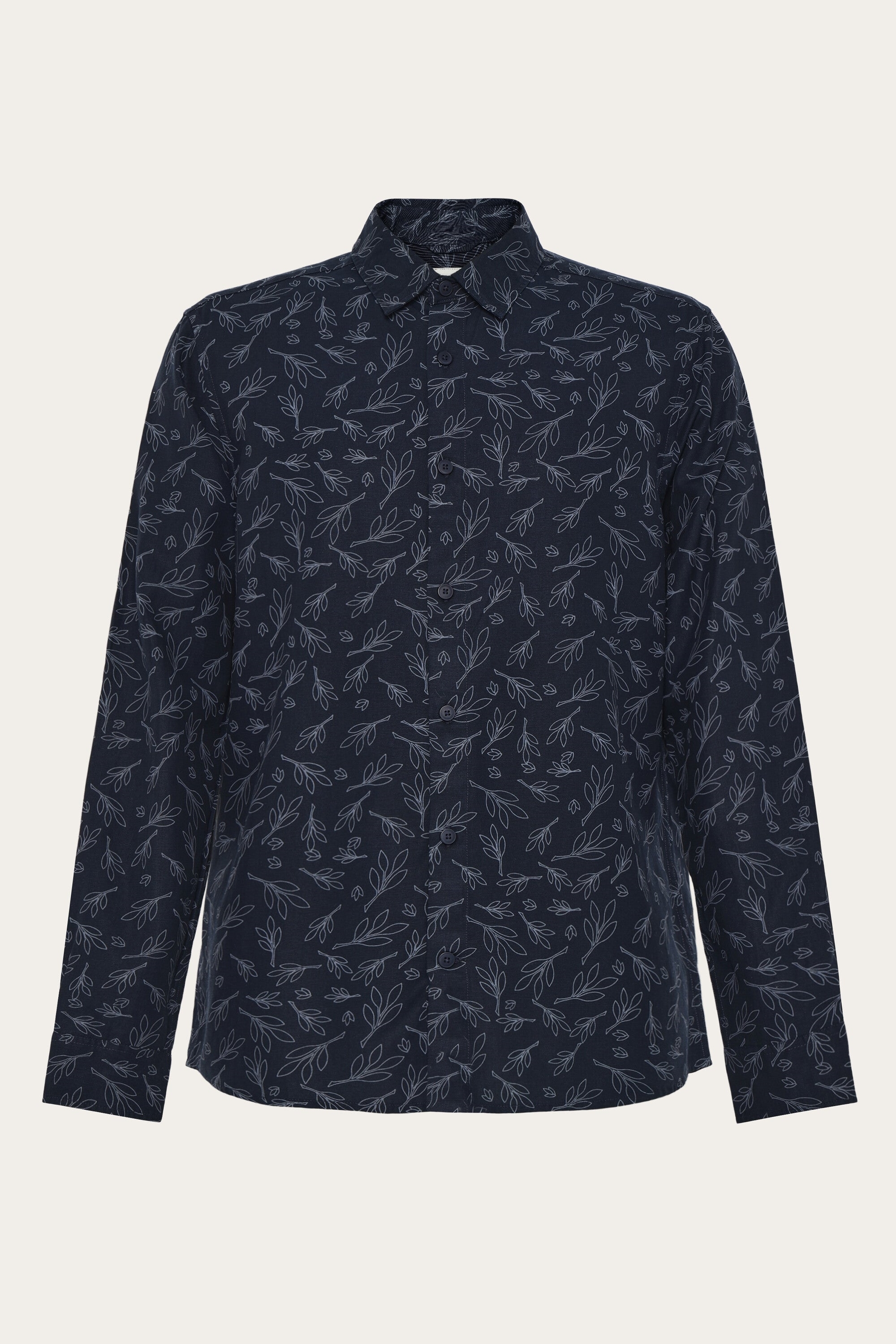 KnowledgeCotton Apparel Herren vegan Hemd Sos Bedruckt Blau