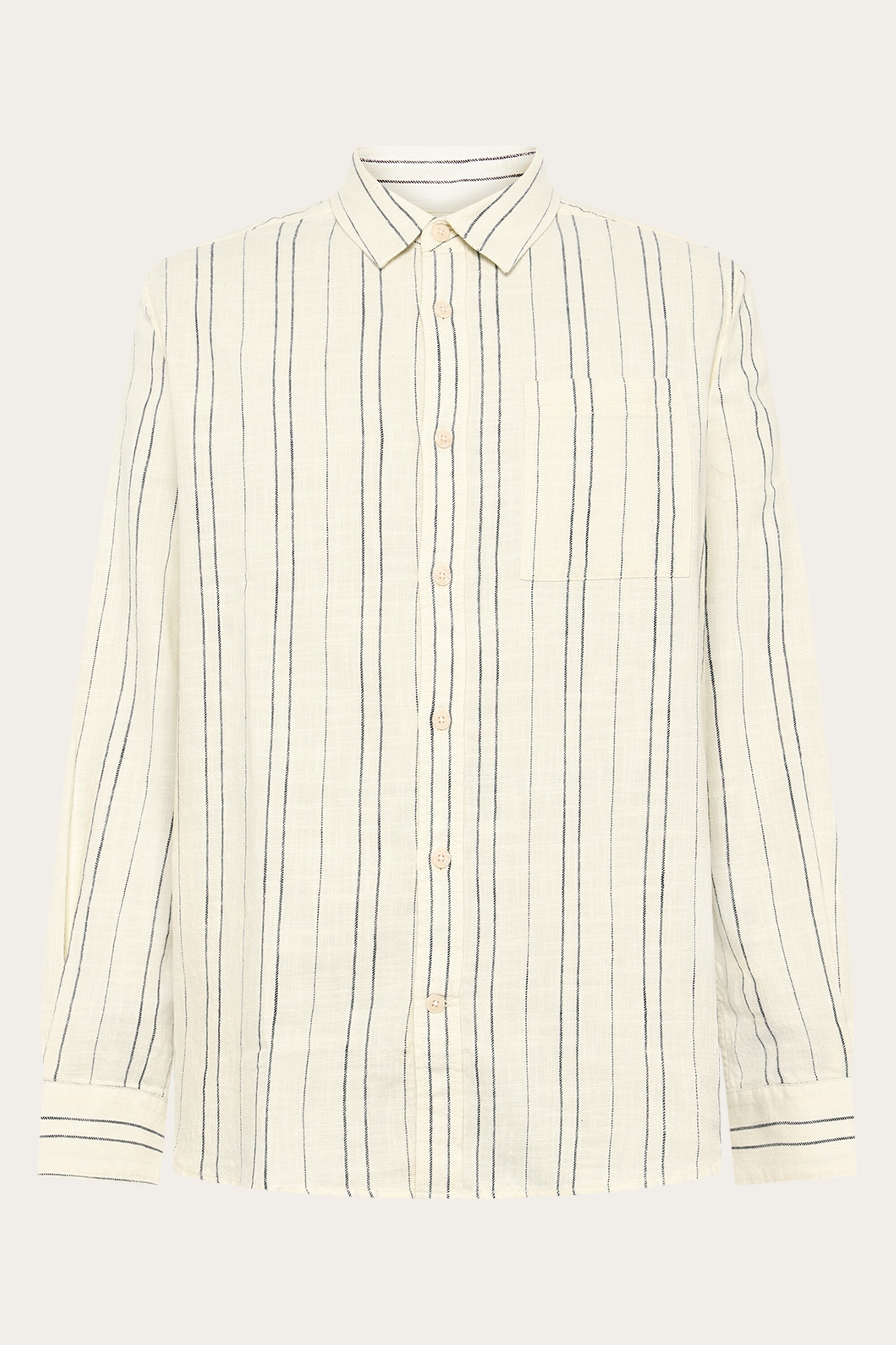 Image of KnowledgeCotton Apparel mannen vegan Overhemd Regular Geruit Wit Gestreept