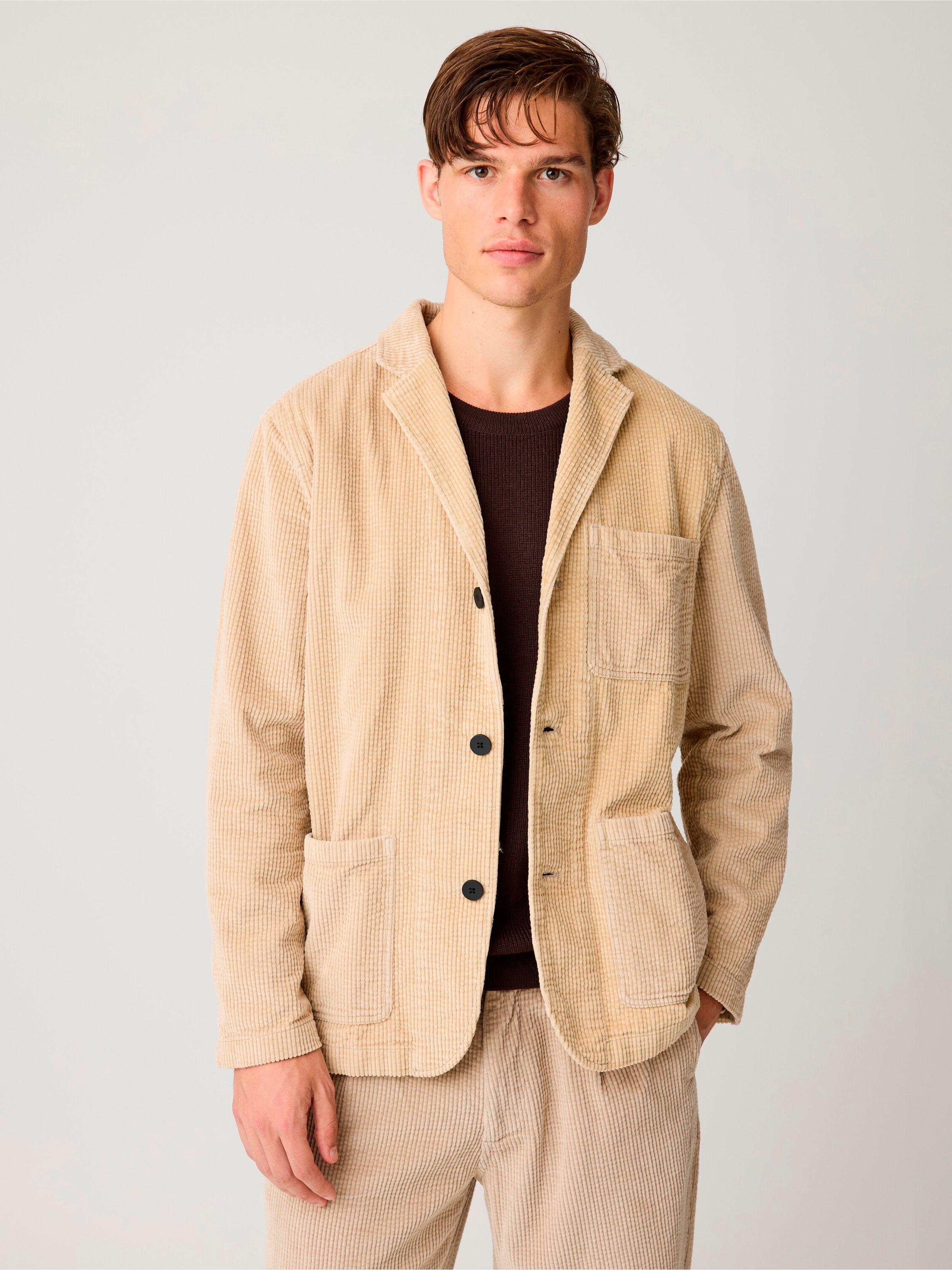 KnowledgeCotton Apparel Blazer Corduroy Light Feather Grey