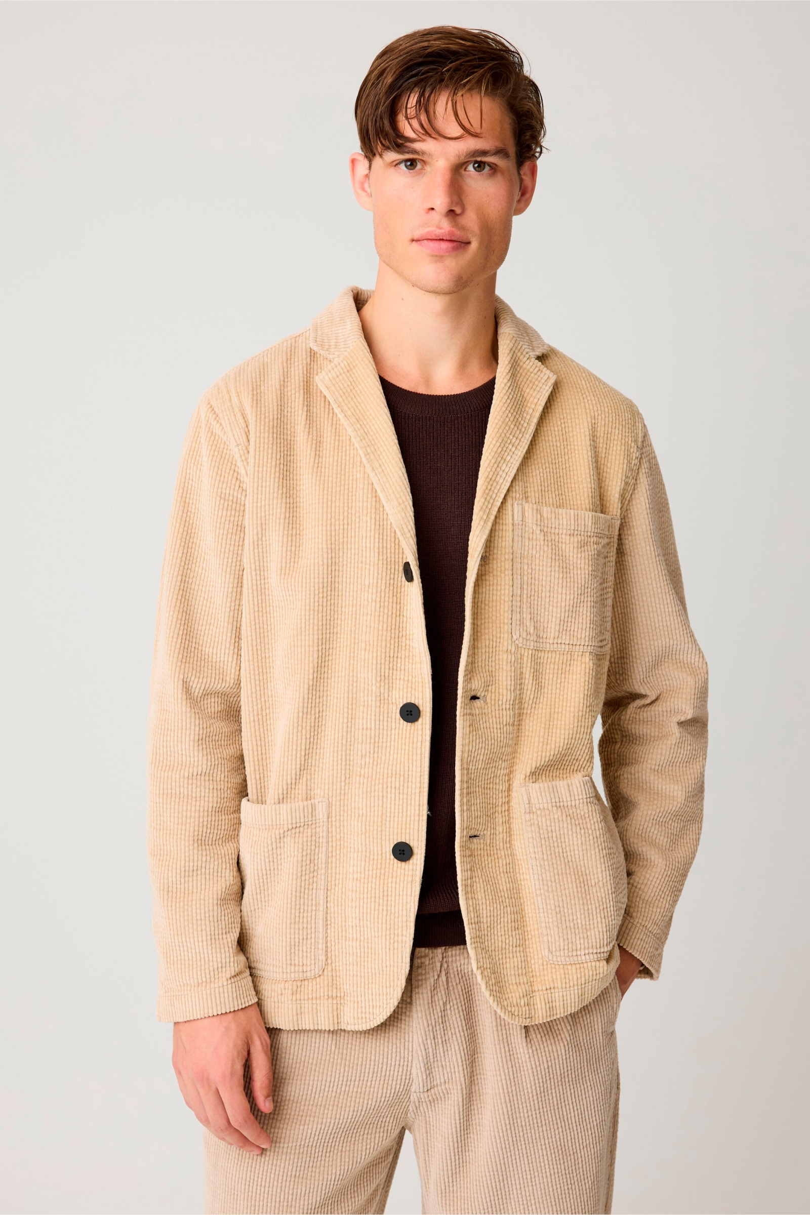 Image of KnowledgeCotton Apparel mannen vegan Blazer Corduroy Licht Verengrijs