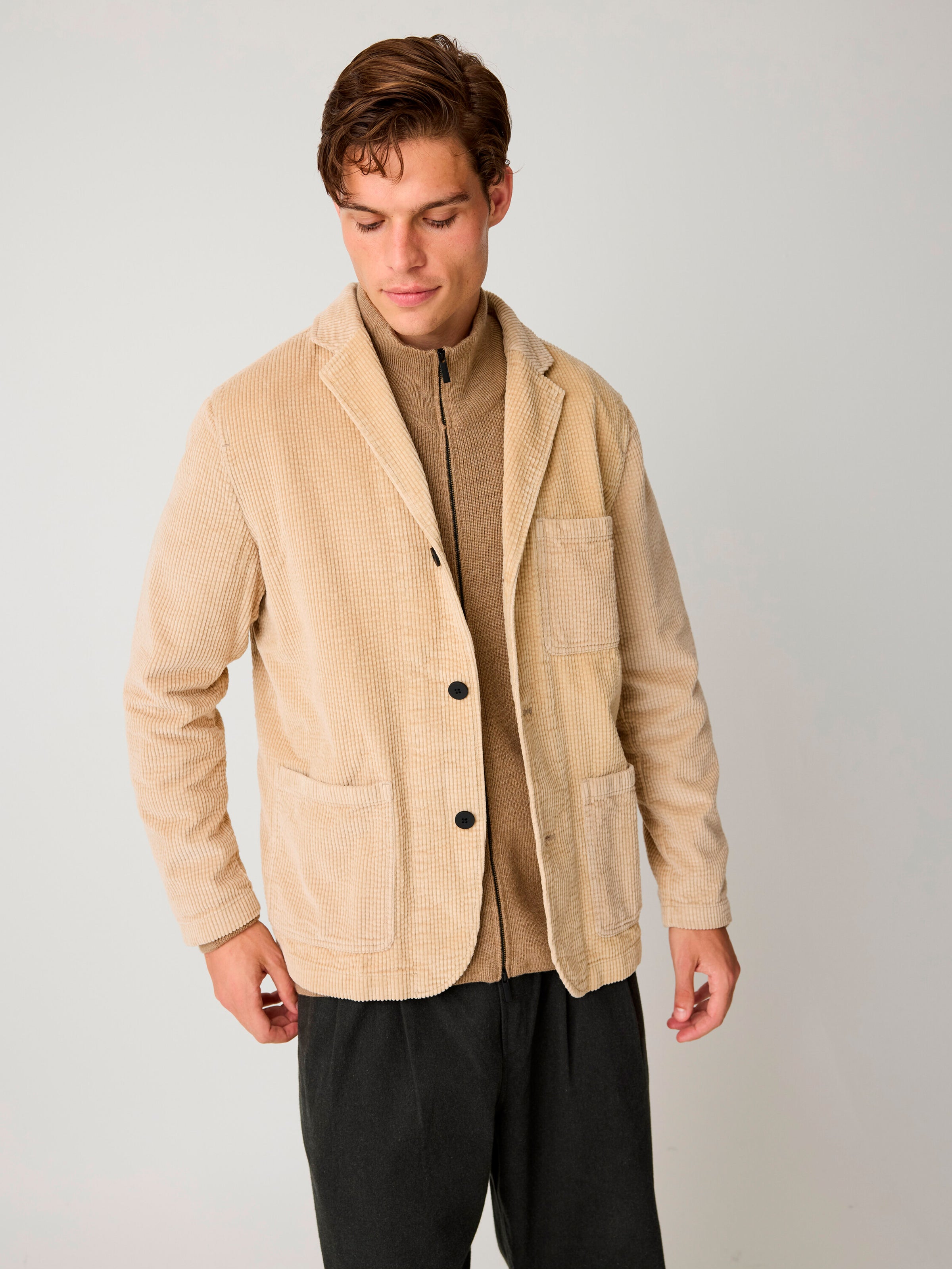 KnowledgeCotton Apparel Blazer Corduroy Light Feather Grey