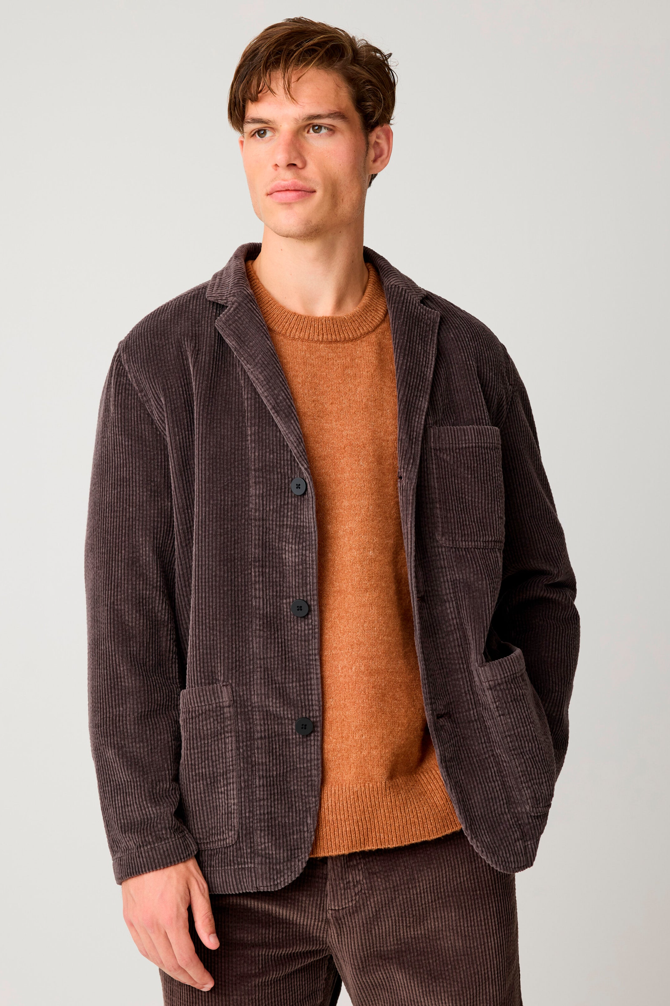 Image of KnowledgeCotton Apparel mannen vegan Blazer Corduroy Chocoladetaart