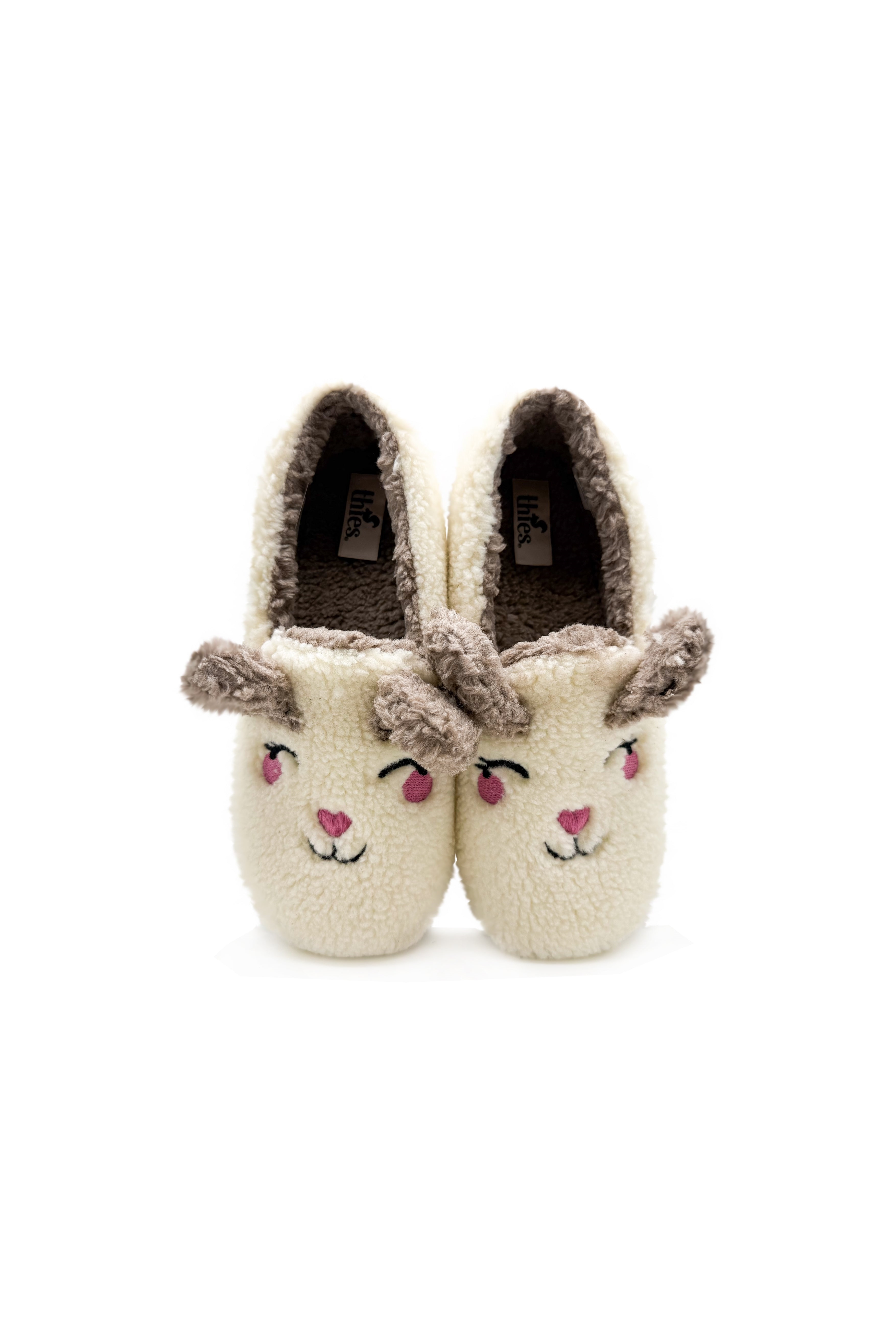 thies womens vegan Slippers Closed Rabbit Off White