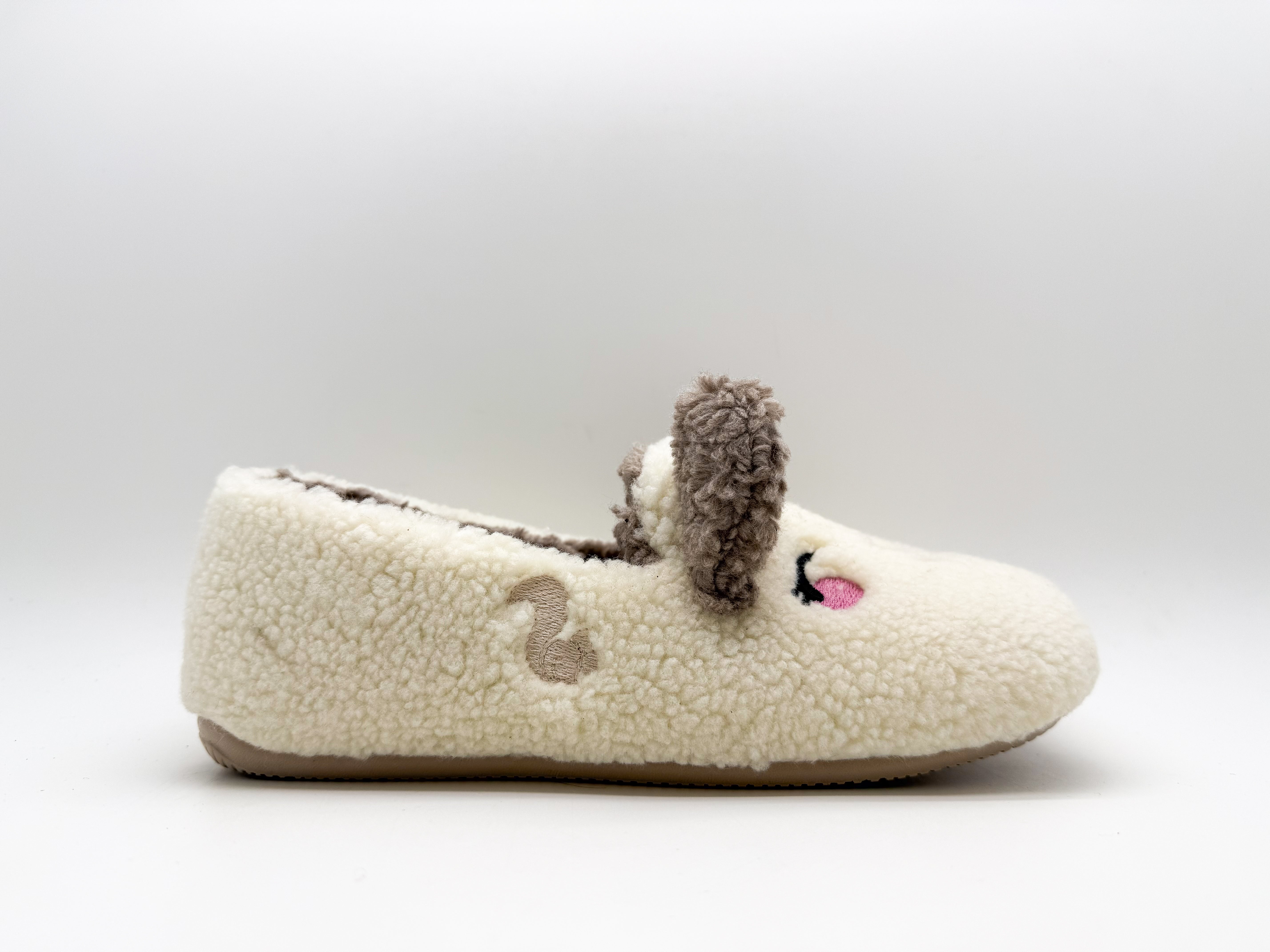 thies womens vegan Slippers Closed Rabbit Off White
