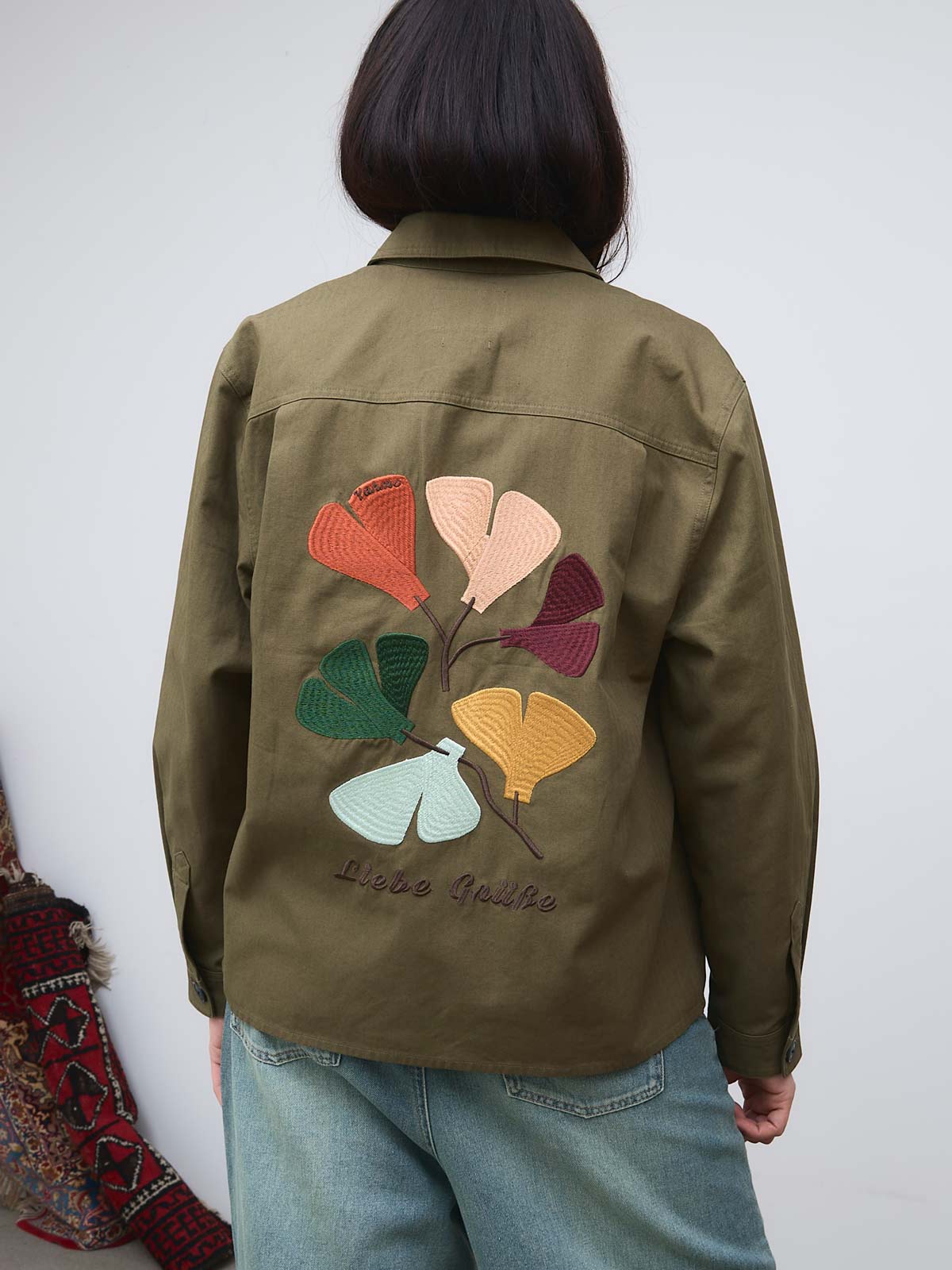 Yahmo unisex vegan Jacket Workwear Embroidered Otti Olive