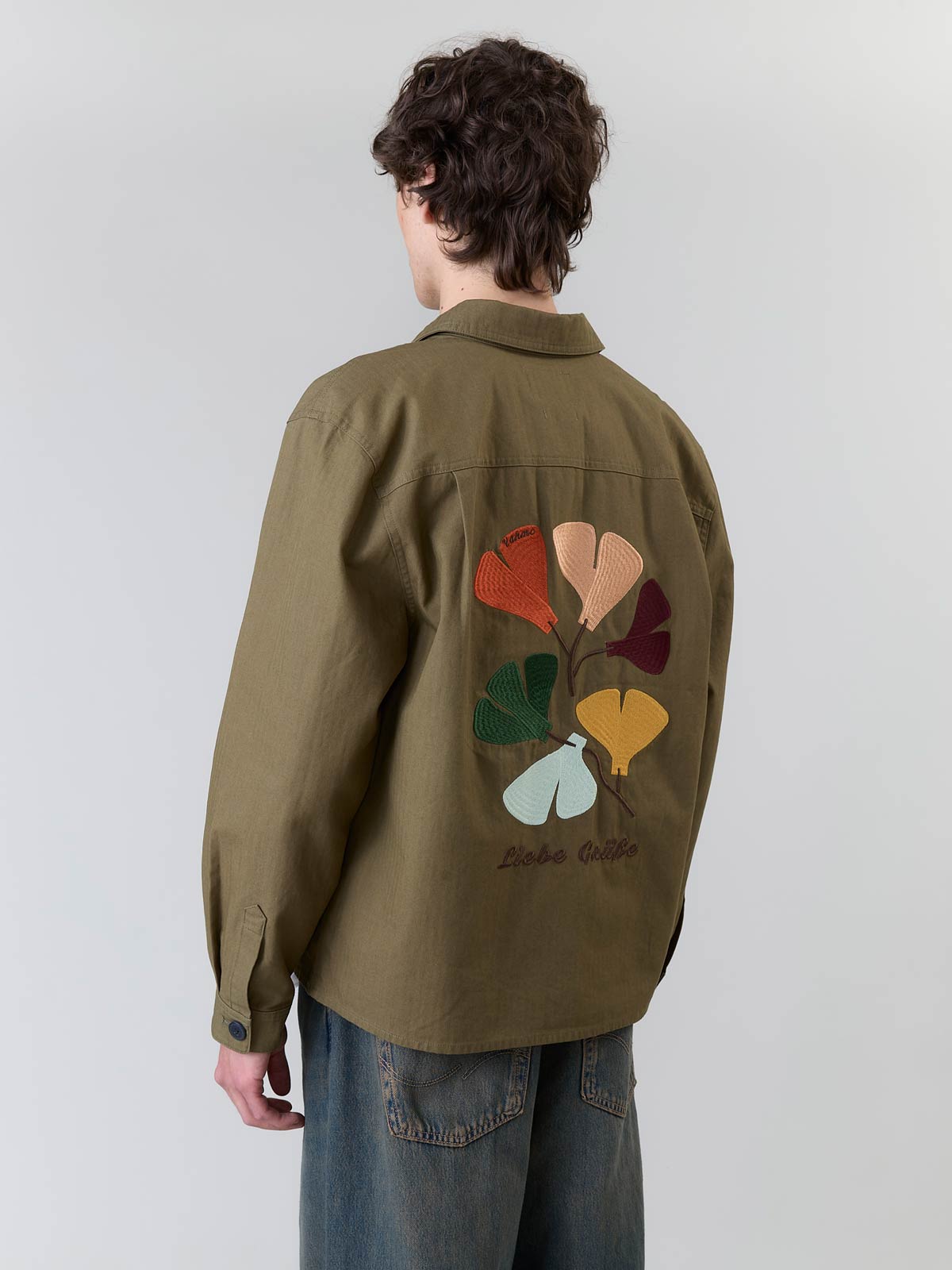 Yahmo men vegan Jacket Workwear Embroidered Fritz Olive