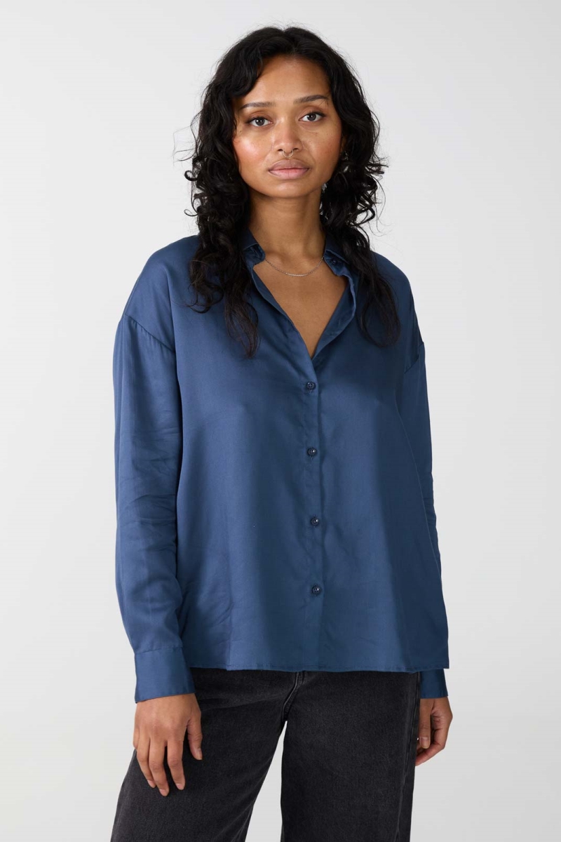 Image of Yahmo dames vegan Shirt Mona Blauw