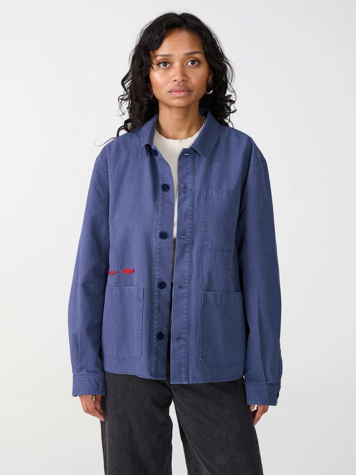 Yahmo unisex vegan Jacket Workwear Embroidered Otti Blue