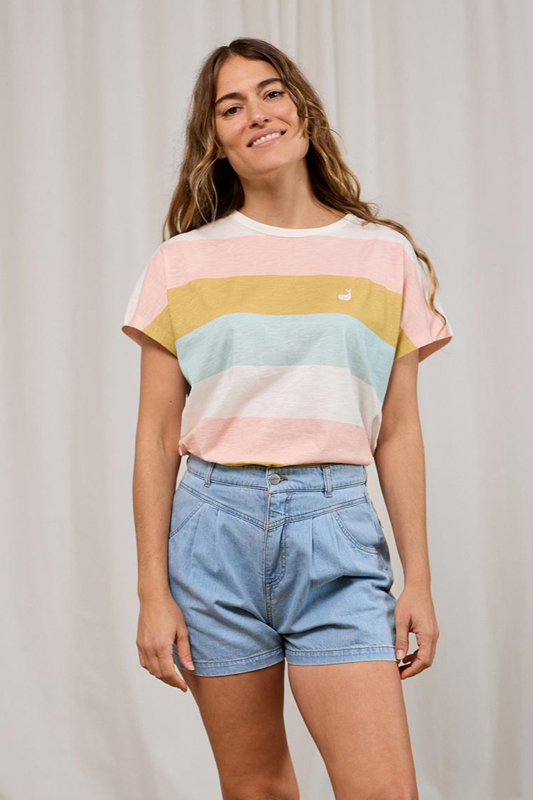 TWOTHIRDS Damen vegan T-Shirt Saladeta Mixed Stripes