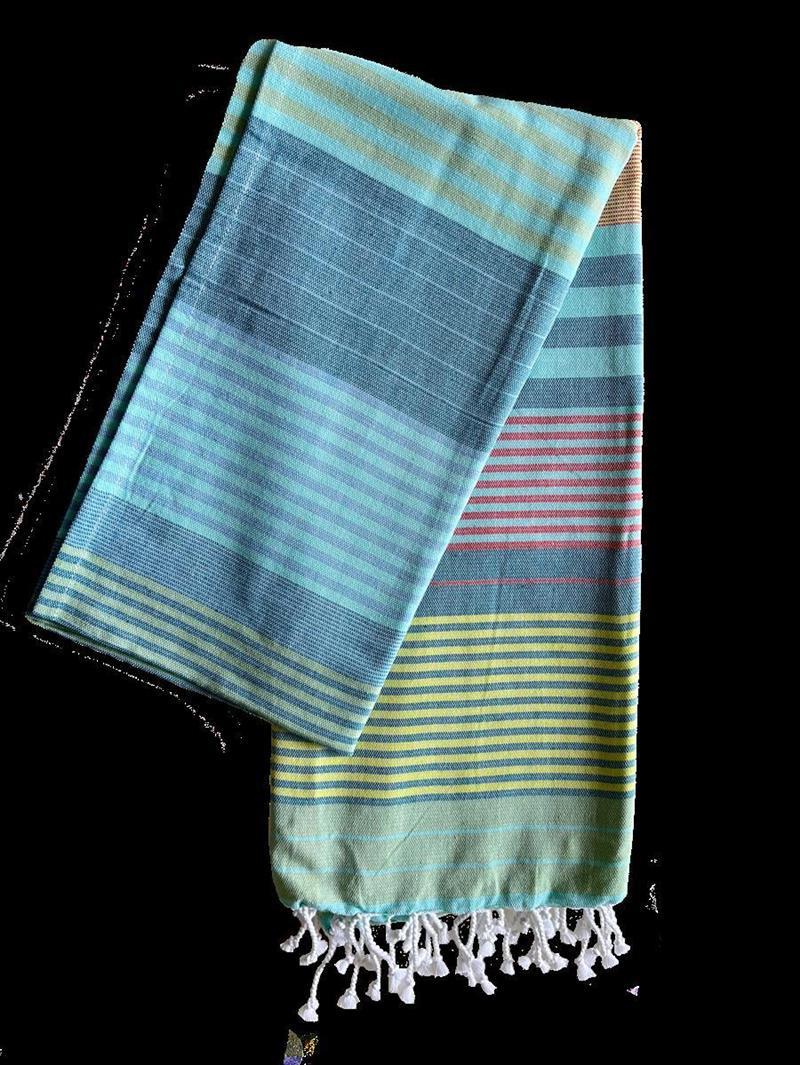 Karawan unisex vegan Towel Fouta Sud Adriatic Striped