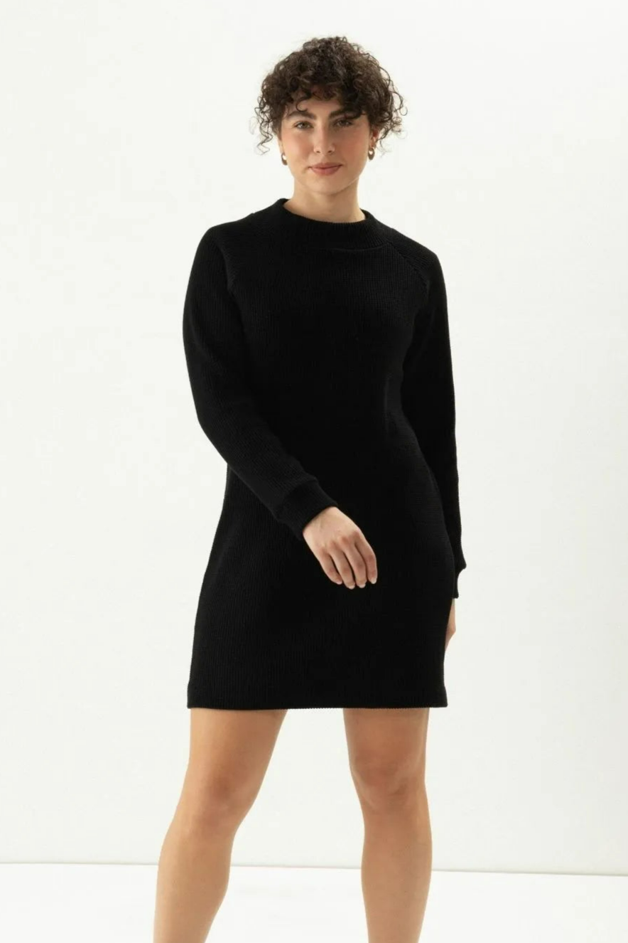 Clotsy Damen vegan Kleid Maialen Schwarz