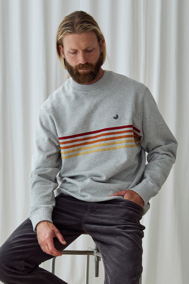 TWOTHIRDS Herren vegan Sweatshirt O Rostro Mid Grey Marl