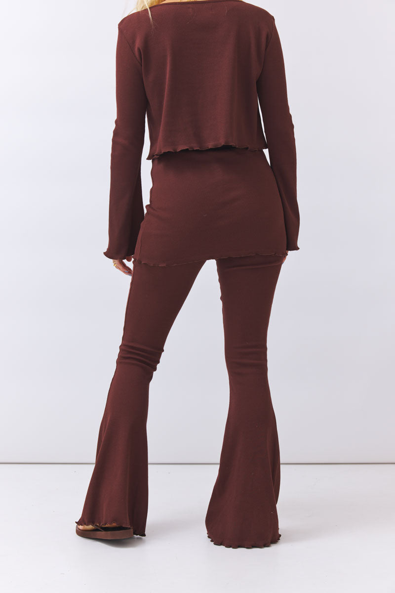 BaÃ¬ge the Label womens vegan Pants Skirt Flared Batari Dark Chocolate