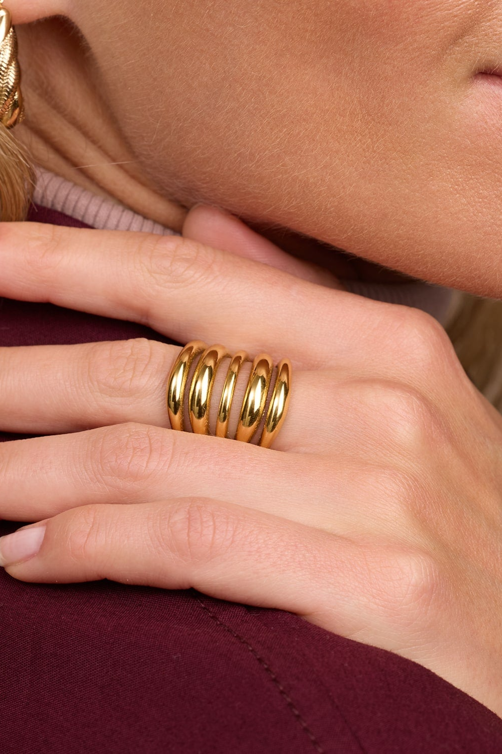 Amadeus Damen vegan Ring Zion FÃ¼nf Stufen Gold