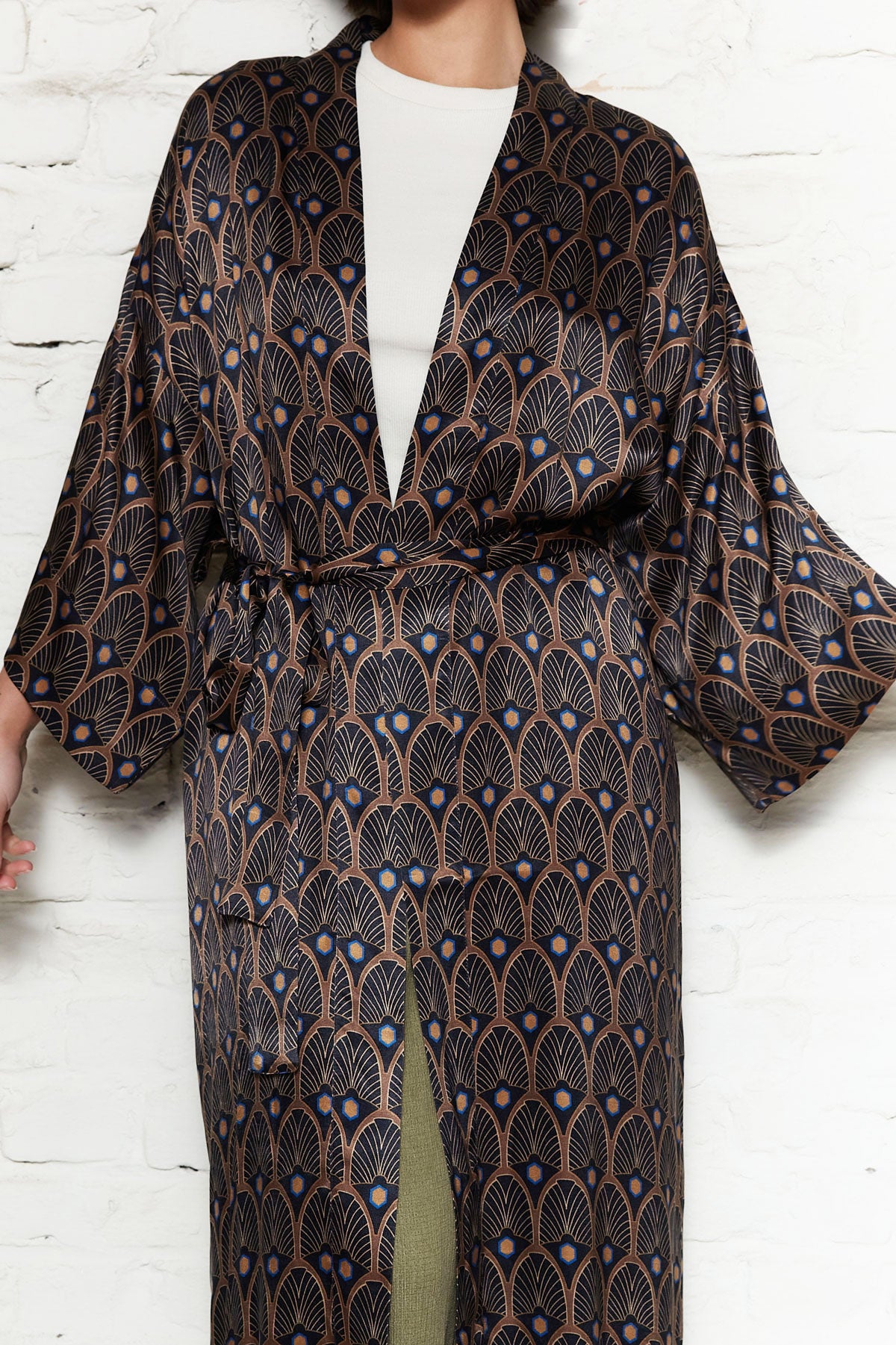 Yahmo womens vegan Kimono Liese Metropolis Black/Brown