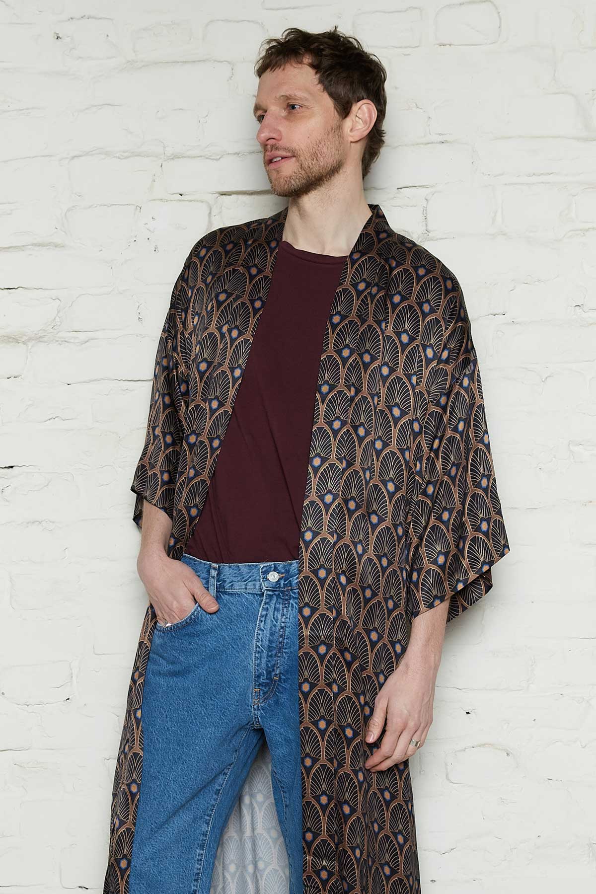 Yahmo men vegan Kimono Kalle Metropolis Brown/Black