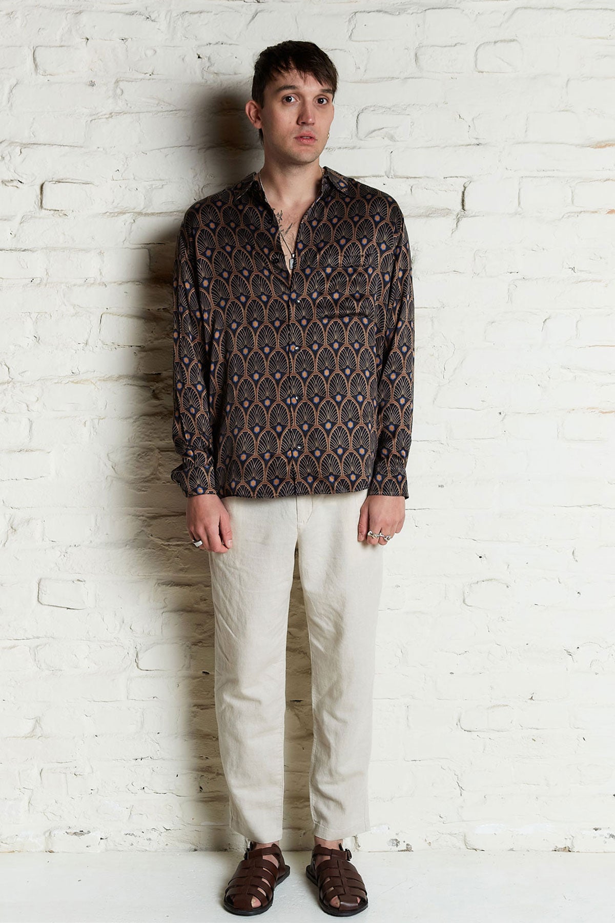 Yahmo men vegan Shirt Hans Metropolis Brown/Black