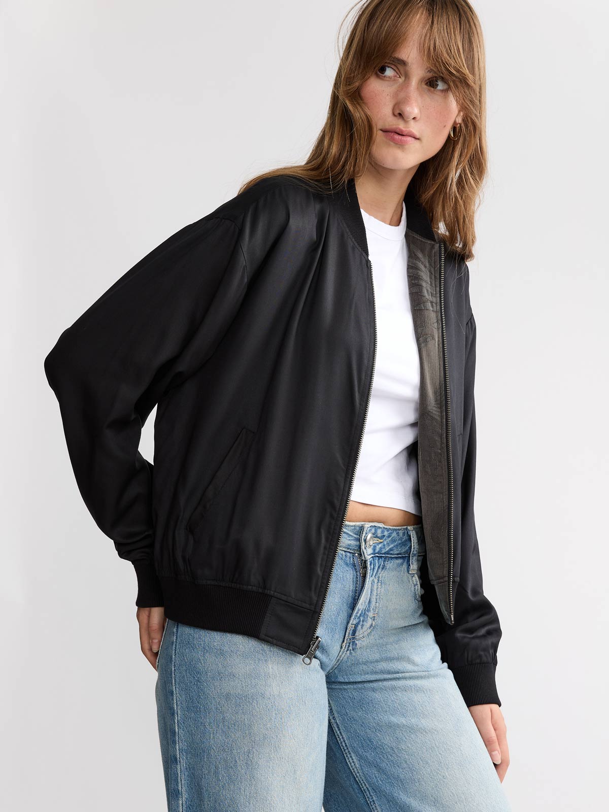 Yahmo womens vegan Jacket Bomber Reversible Lene Onyx/Black