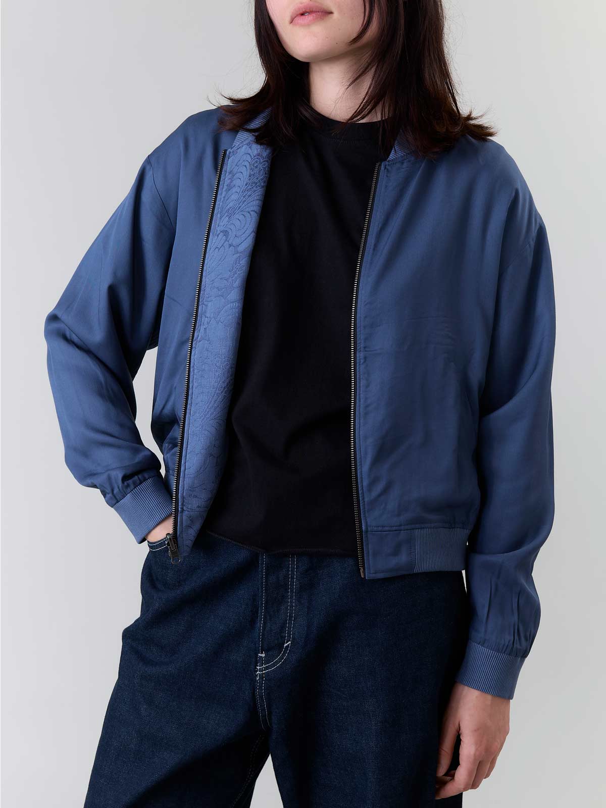 Yahmo womens vegan Jacket Bomber Reversible Lene Blue