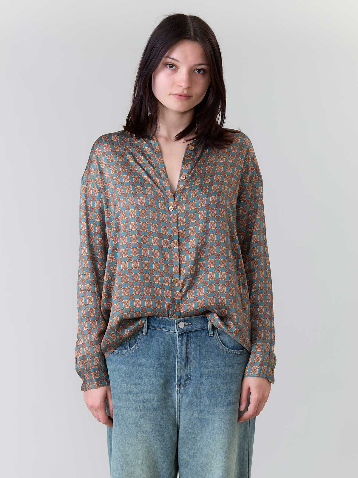Yahmo womens vegan Shirt Mona Atlas Blue