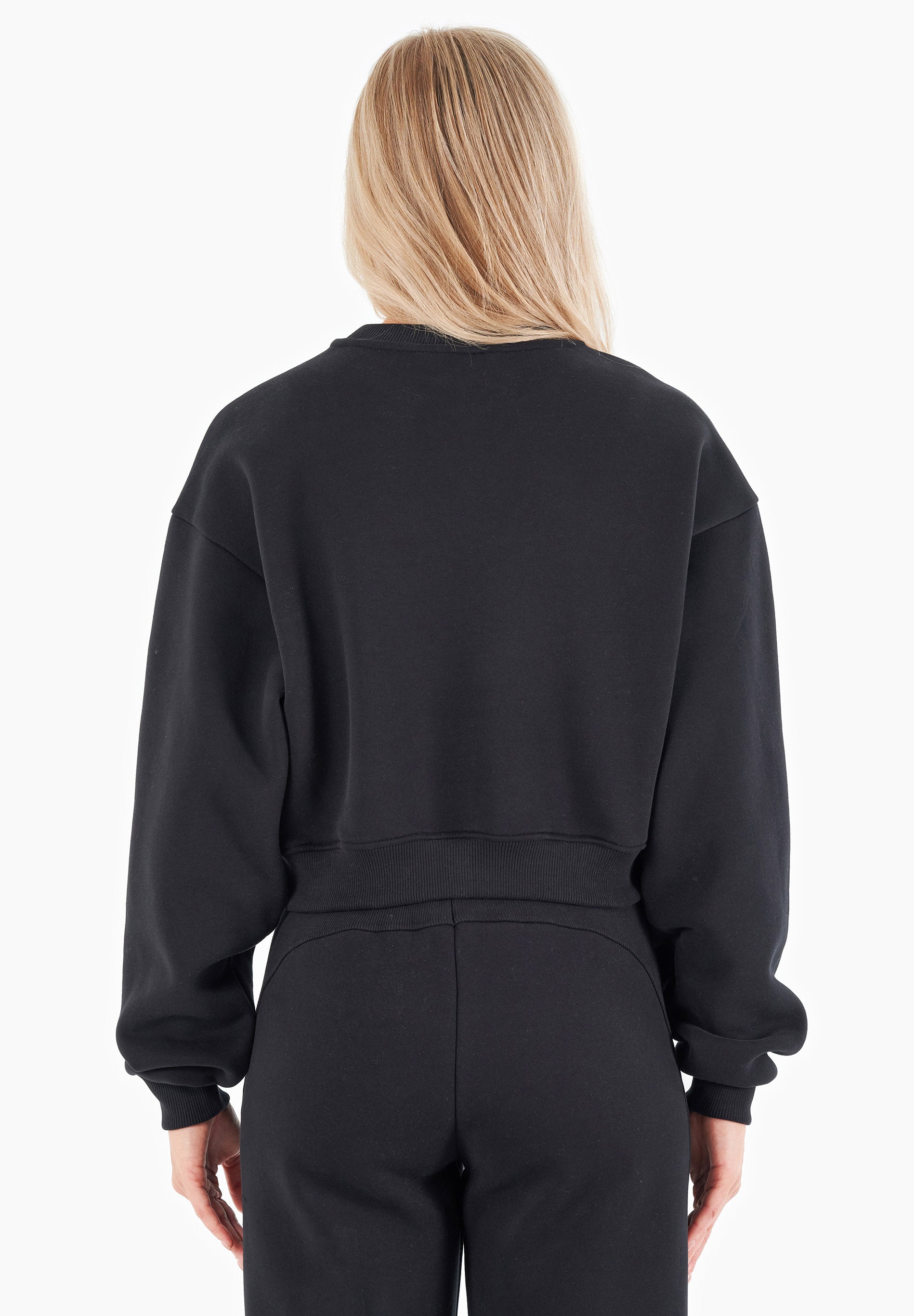 ORGANICATION Cropped Sweatshirt Sillivia Zwart