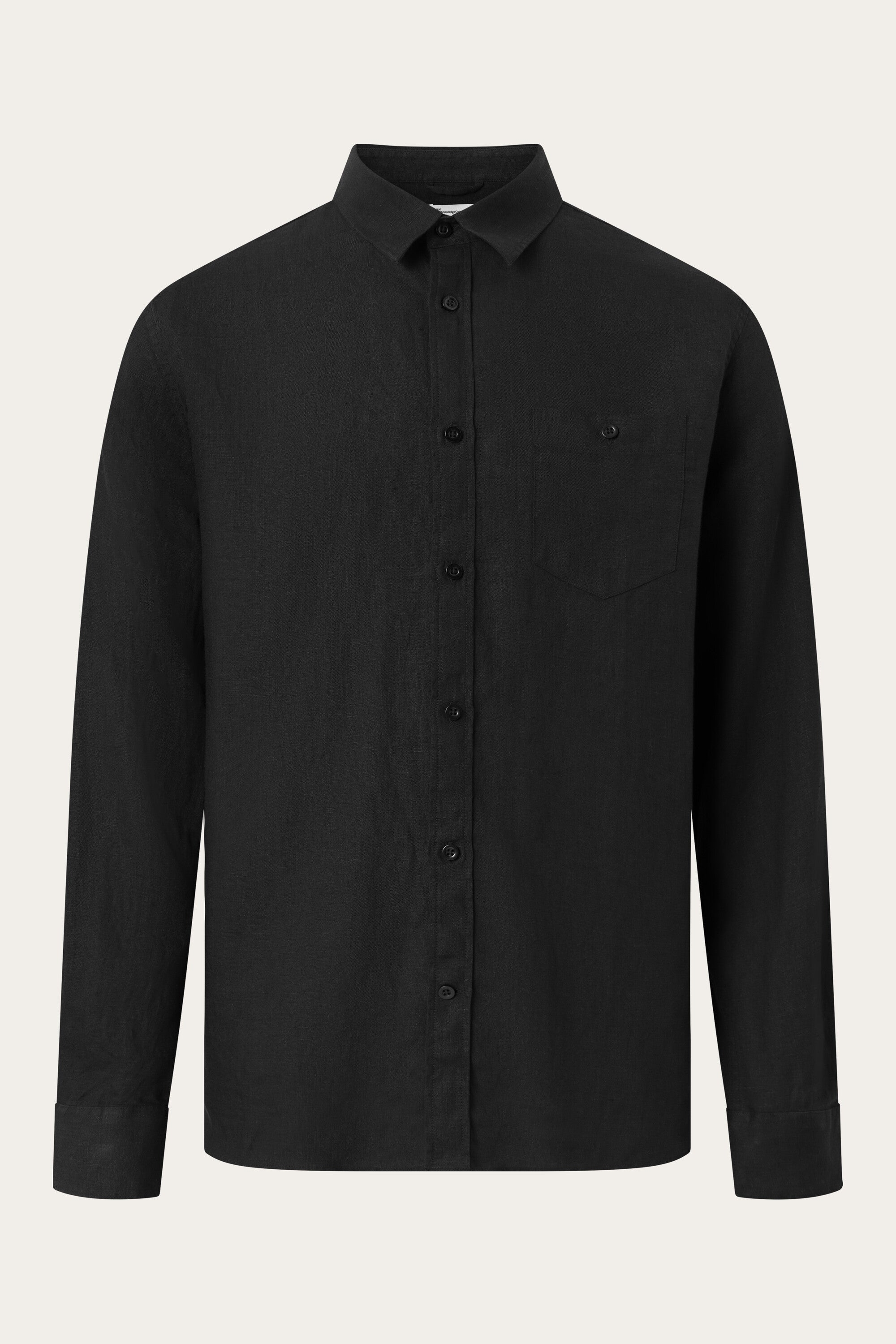 KnowledgeCotton Apparel Herren vegan Hemd Custom Fit Black Jet