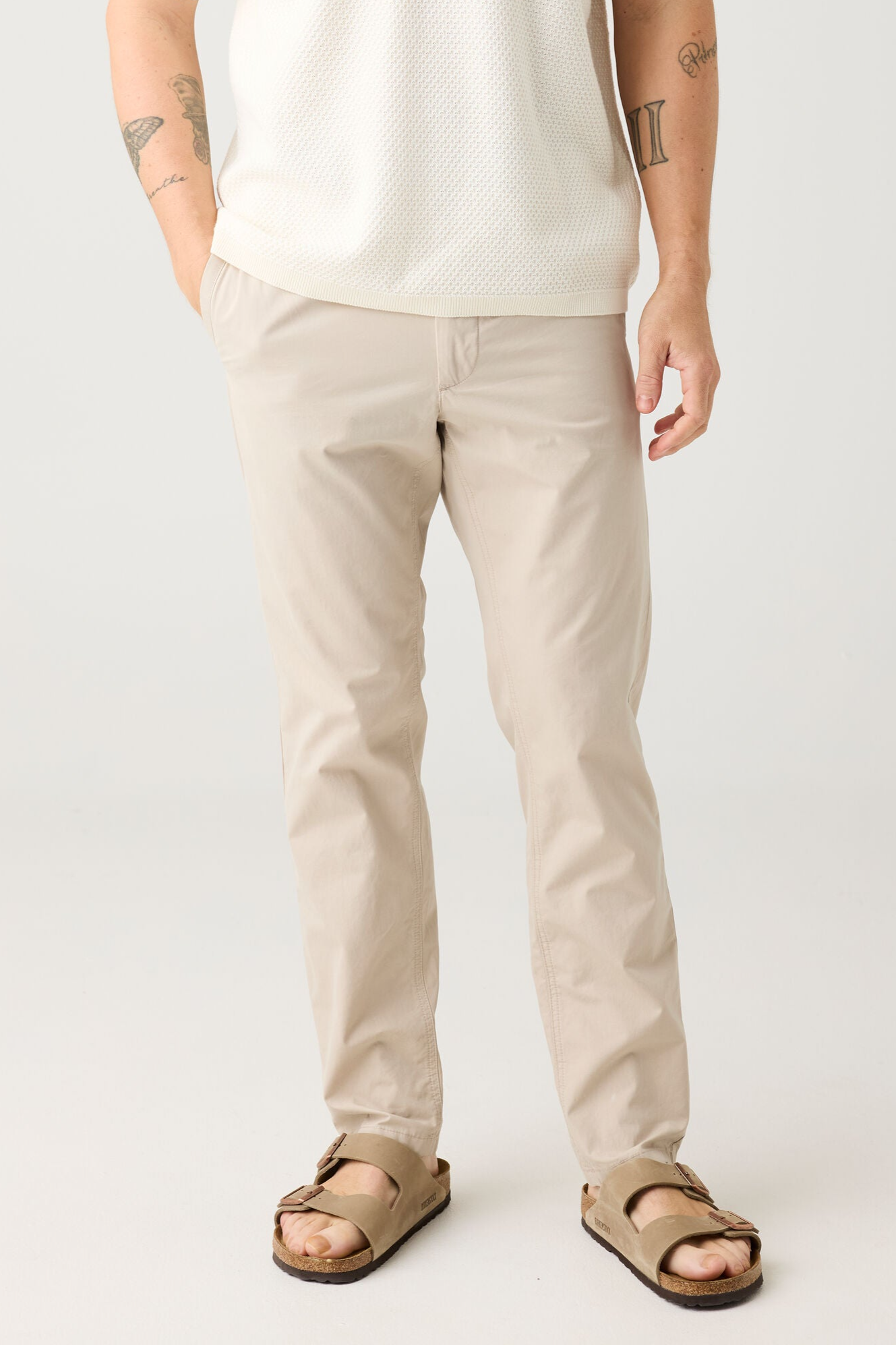 KnowledgeCotton Apparel Herren vegan Chino-Hose Tim Tapered Light Feather Gray