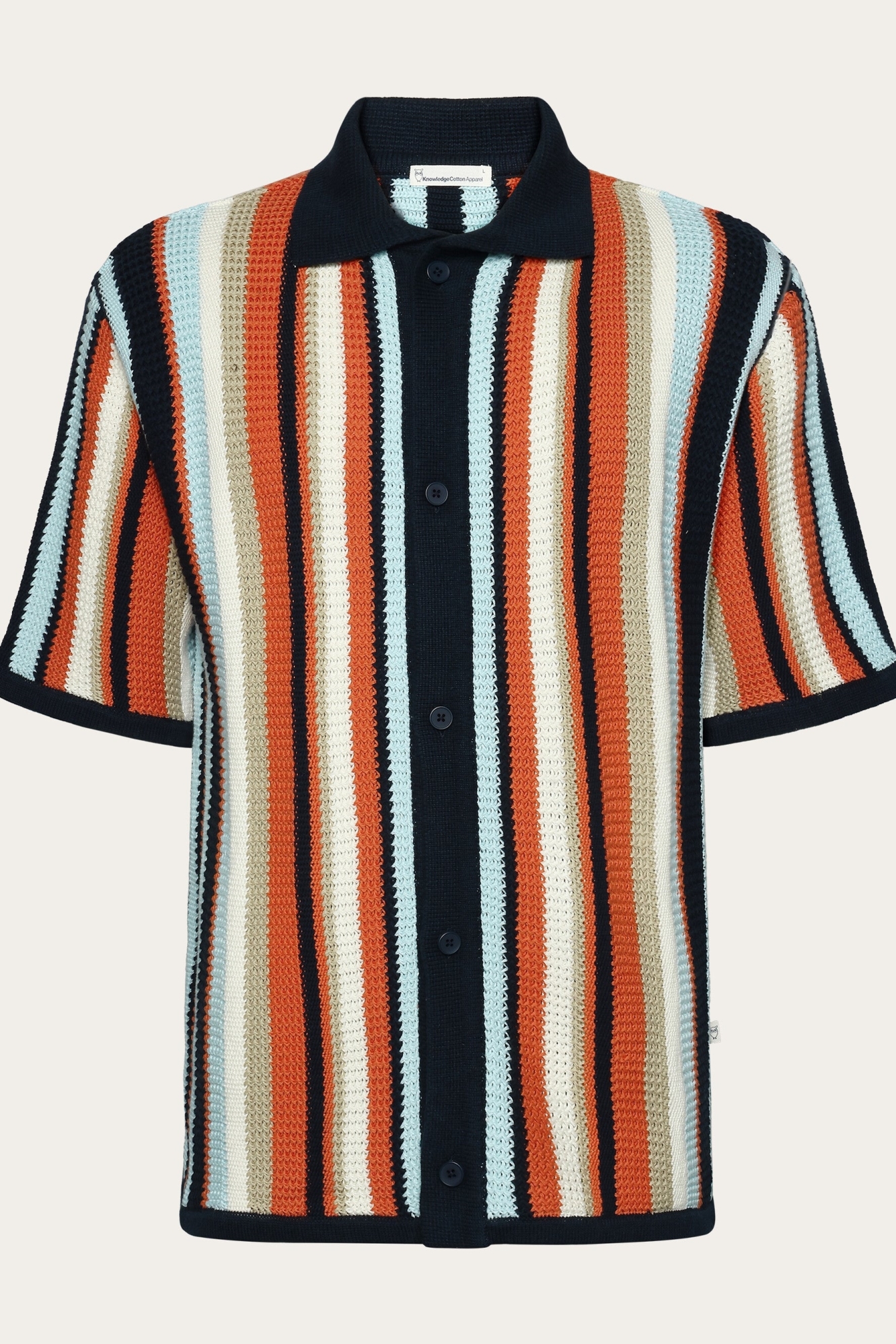 KnowledgeCotton Apparel Herren vegan Shirt Locker Gestrickt Blau Gestreift