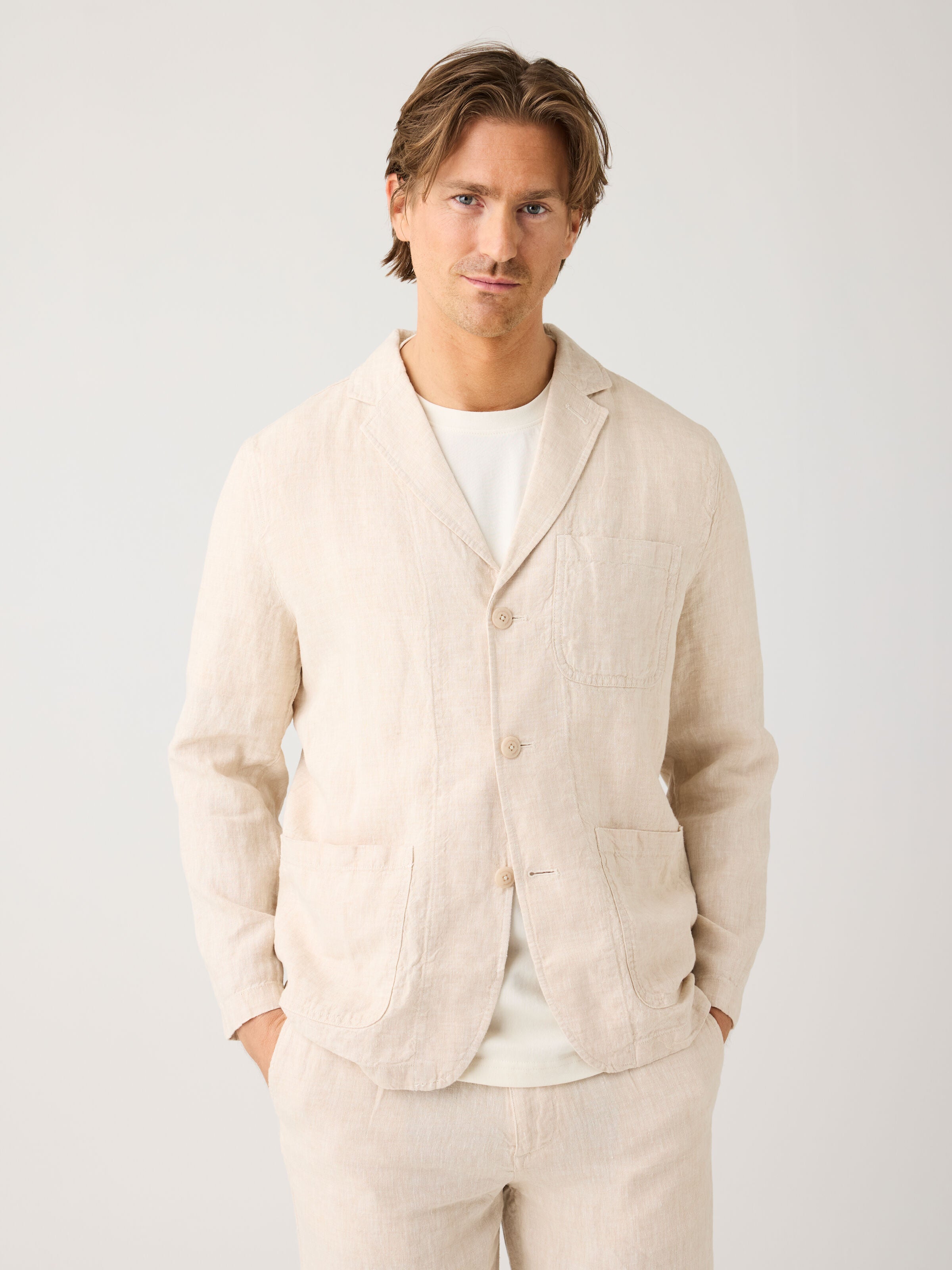 KnowledgeCotton Apparel Blazer Linen Light Feather Grey