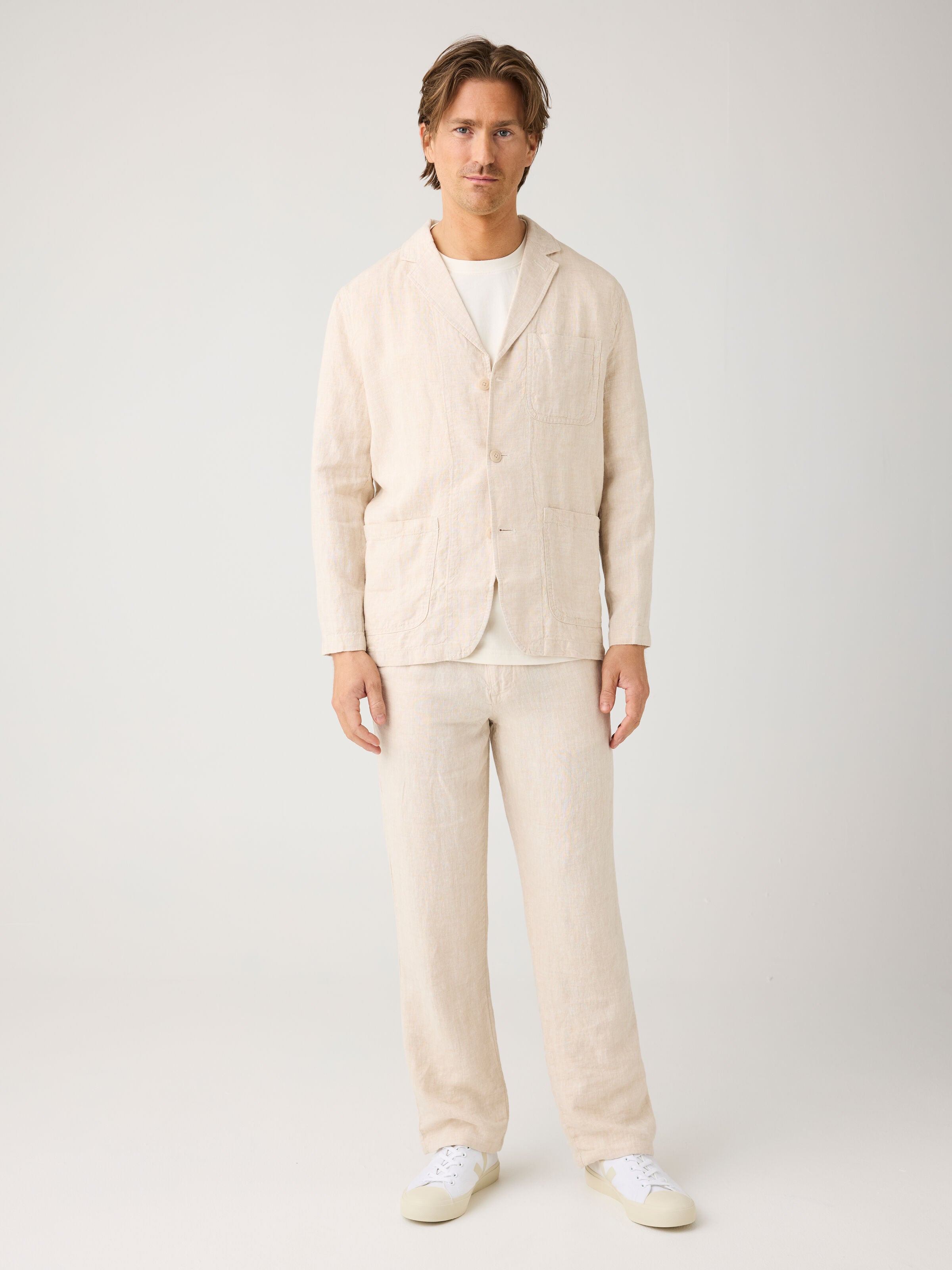 KnowledgeCotton Apparel Blazer Linen Light Feather Grey