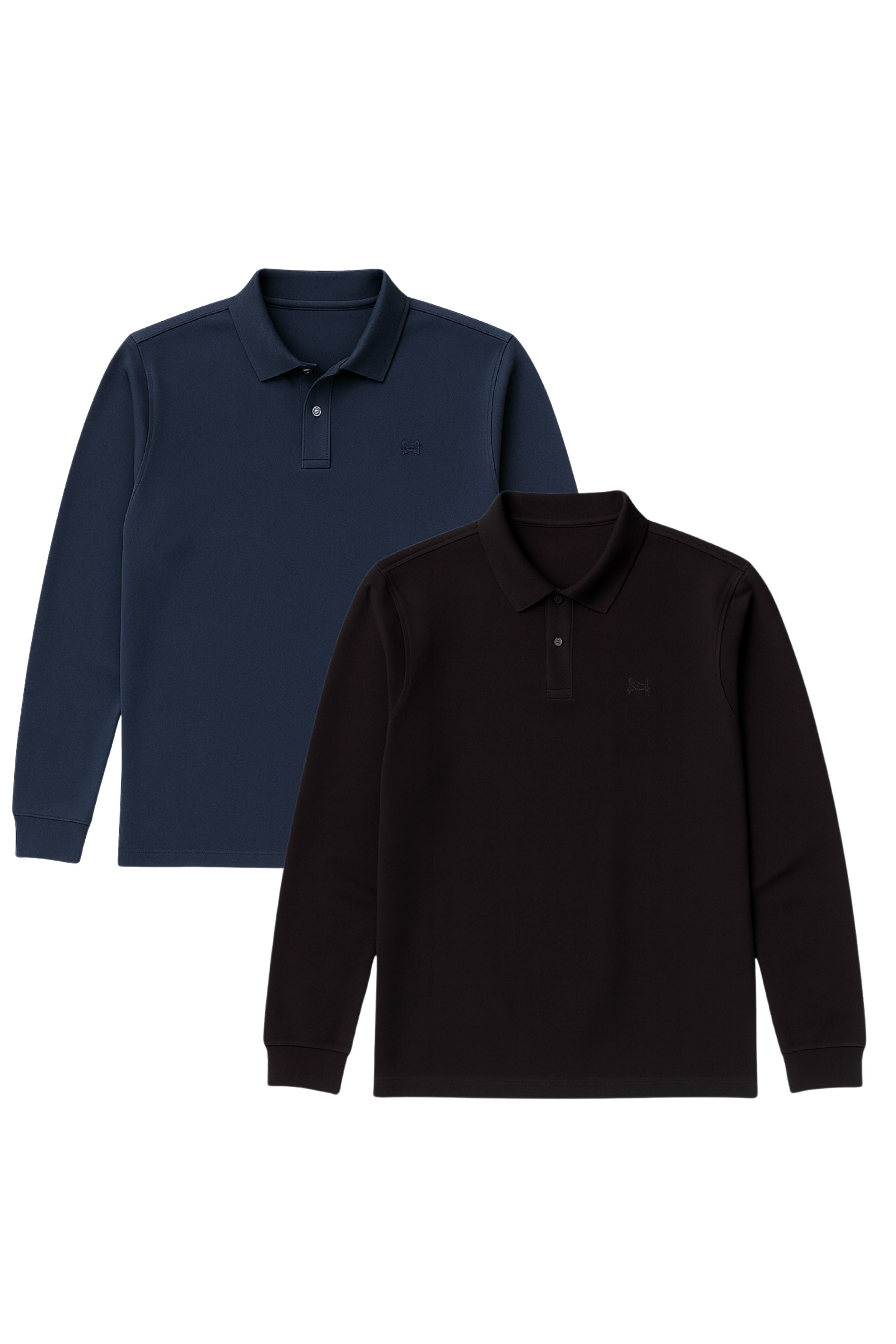 GORG Herren vegan Langarm-Poloshirt-Set F&Atilde;&frac14;r M&Atilde;&curren;nner Blau & Schwarz