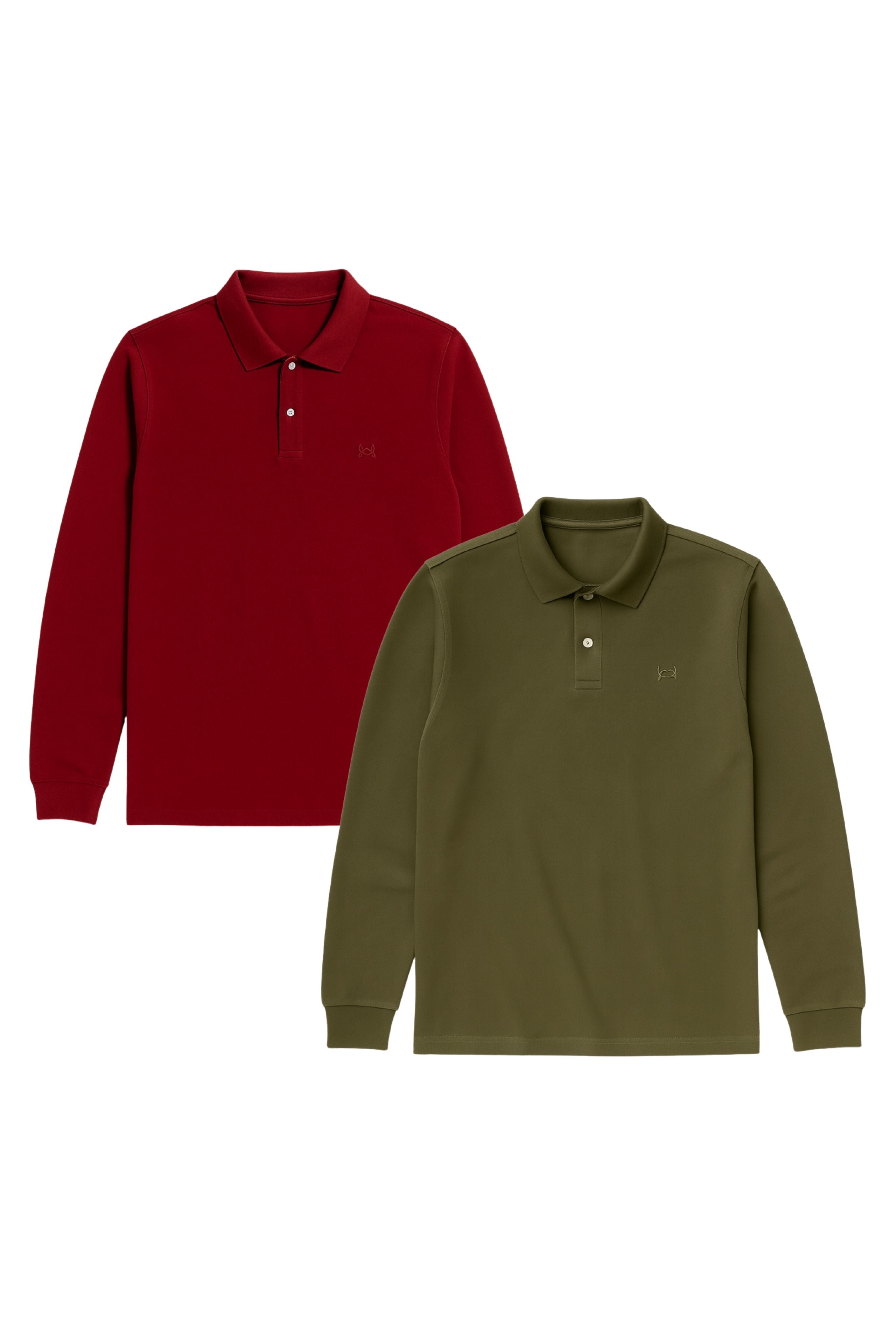 GORG Herren vegan Lang&Atilde;&curren;rmeliges Poloshirt-Set F&Atilde;&frac14;r M&Atilde;&curren;nner Rot & Gr&Atilde;&frac14;n