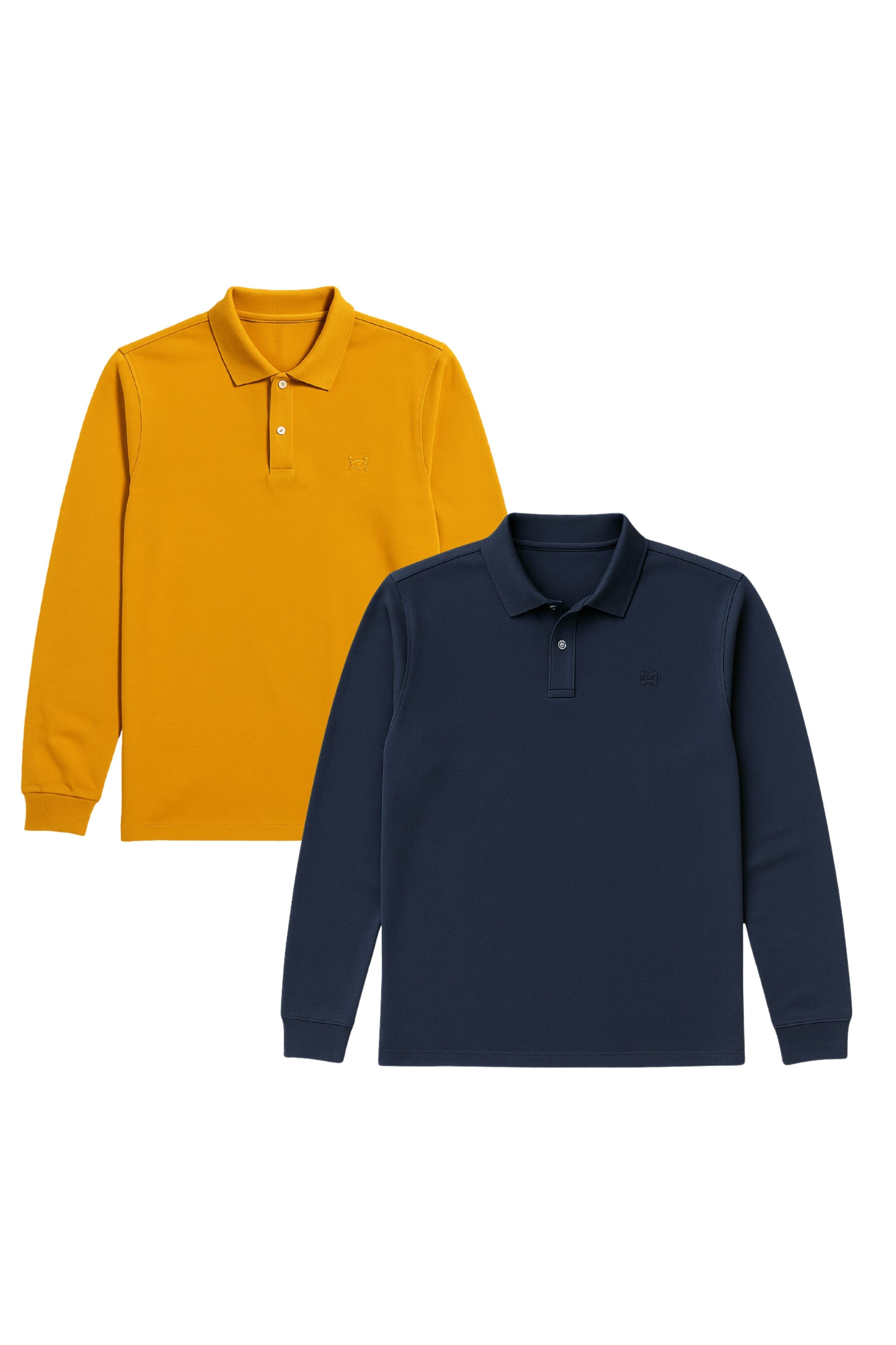 GORG Herren vegan Lang&Atilde;&curren;rmeliges Poloshirt-Set F&Atilde;&frac14;r M&Atilde;&curren;nner Blau & Gelb