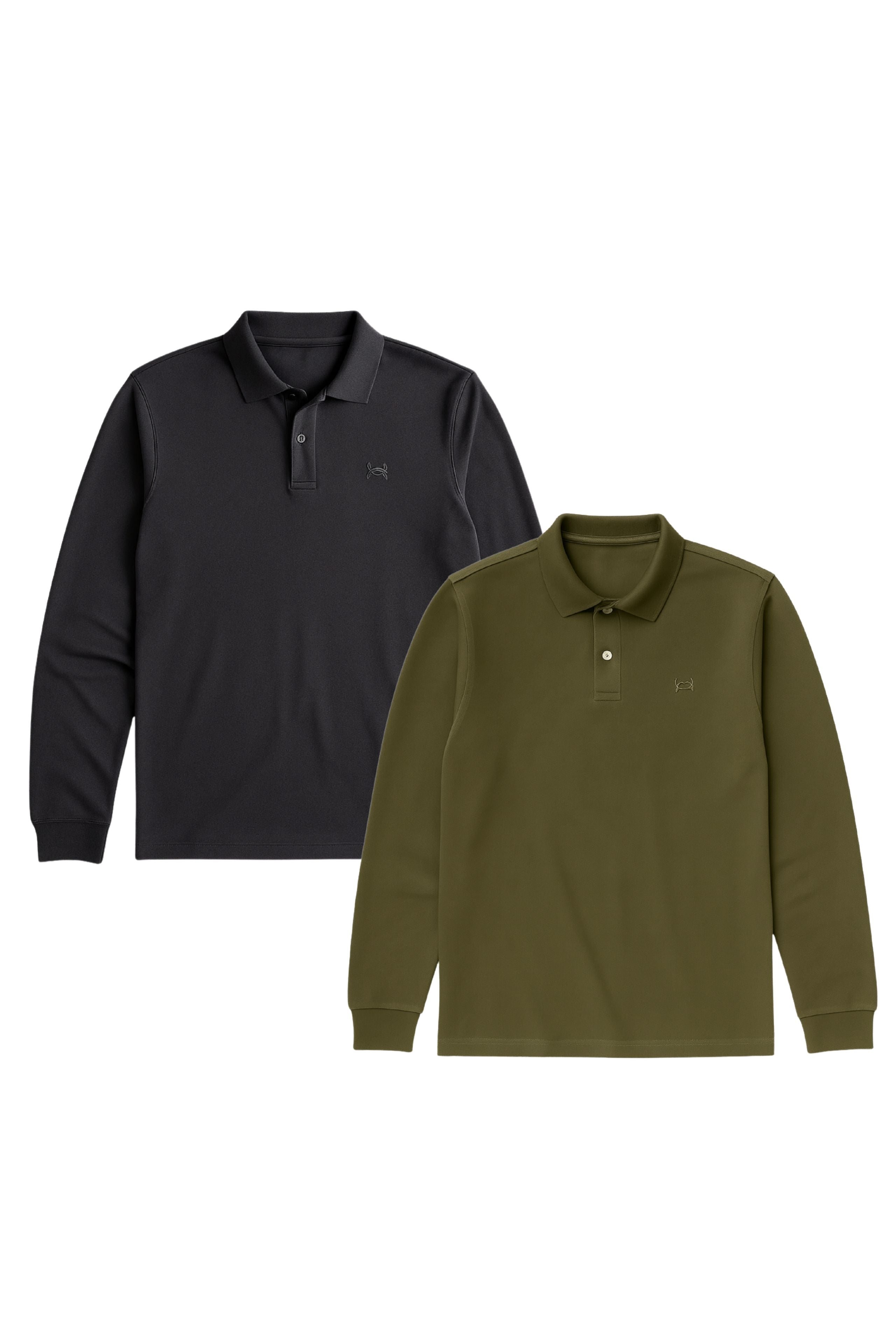 110341 - Herren vegan Multipack Long Sleeves 2x Long Slip Polo Shirts Anthrazit Grau & Grape Leaf