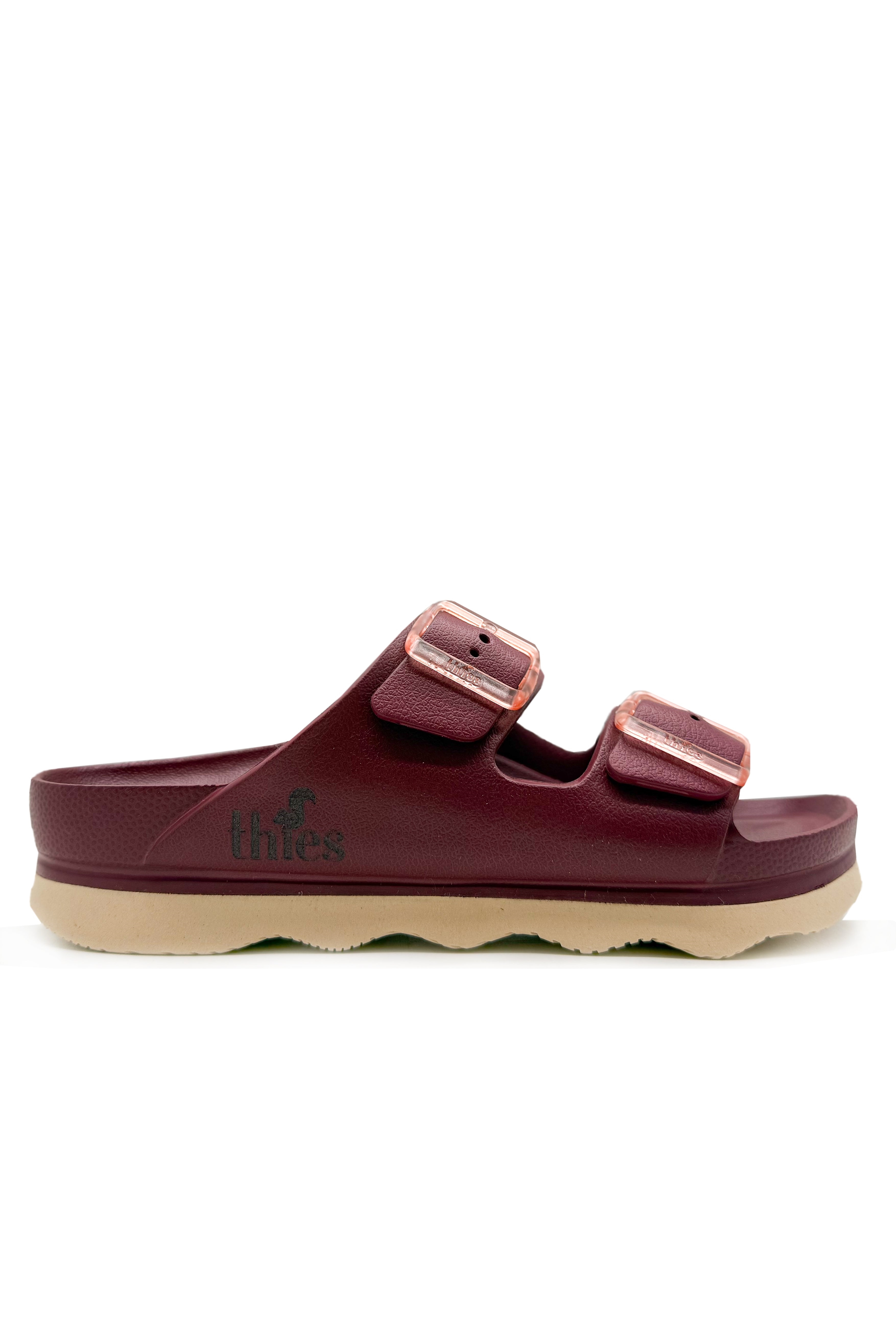 Thies Damen vegan Sandale Ecofoam Double Bordeaux Rot