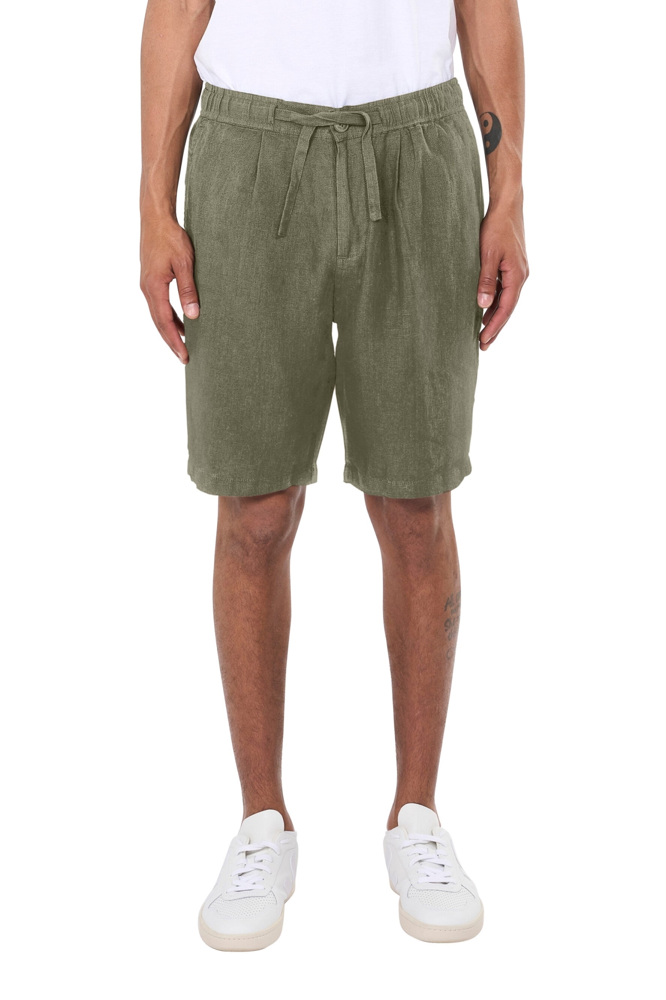KnowledgeCotton Apparel Herren vegan Shorts Lose Gebrannte Olive