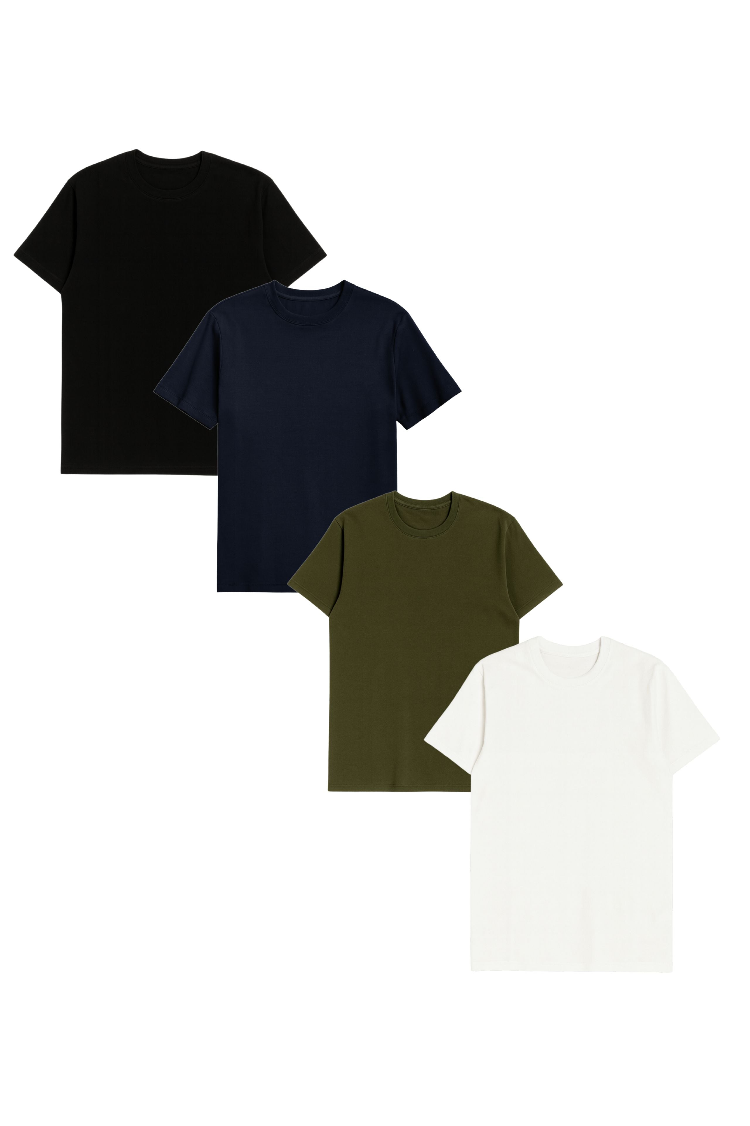 Image of GORG mannen vegan Multipack Van 4 T-Shirts In De Kleuren Zwart/Marineblauw/Druivenblad/Wit.