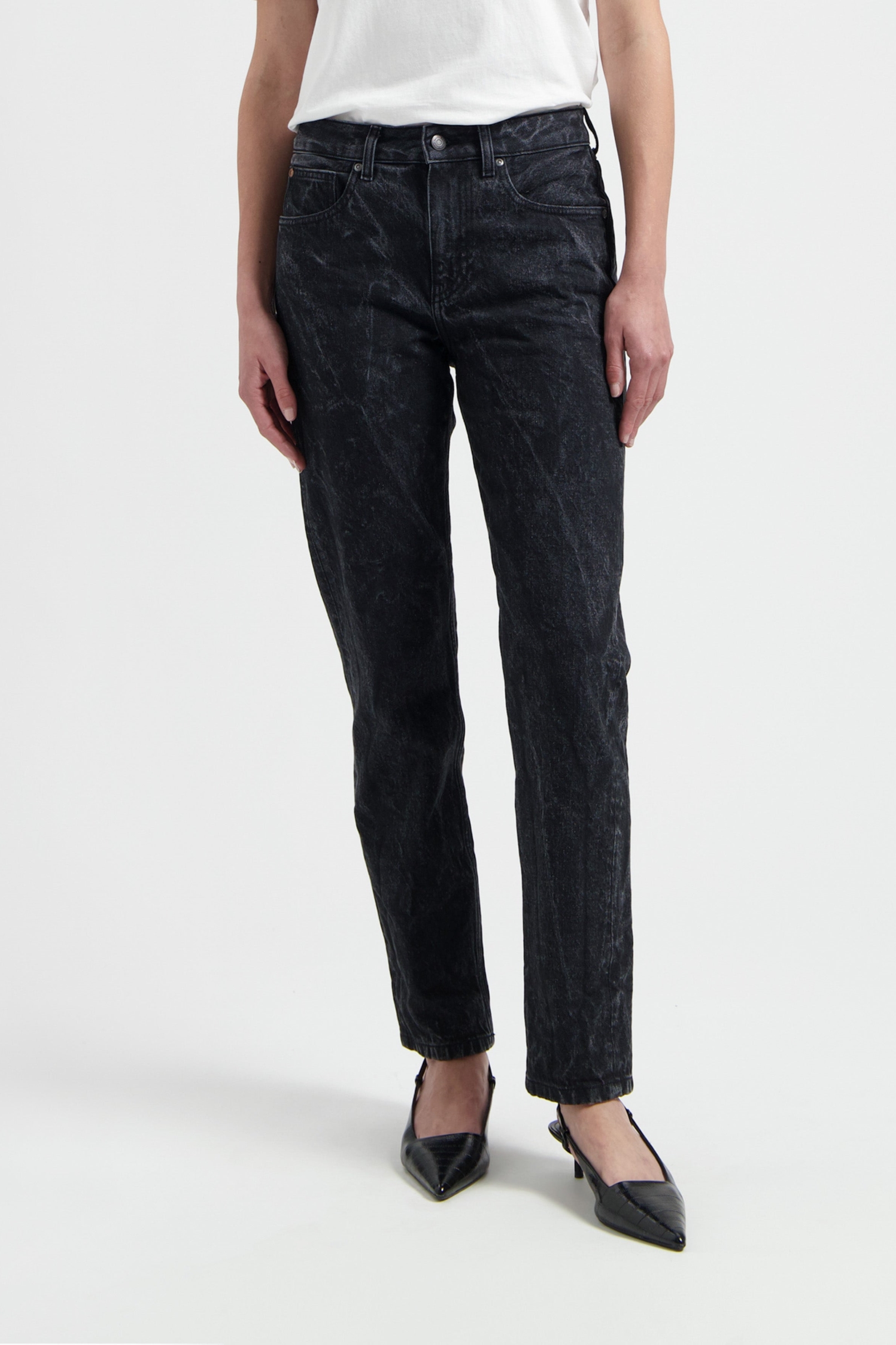 MUD Jeans Damen vegan Jeans Mid Straight Go Dry Schwarz