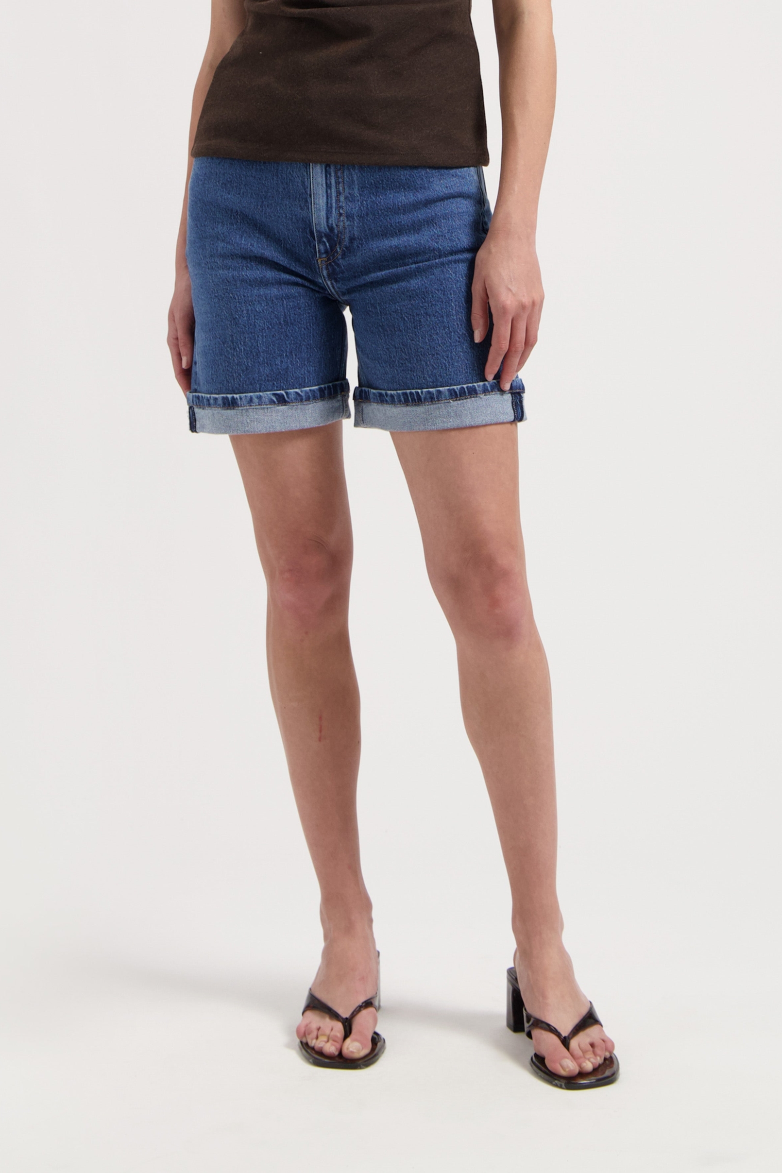 MUD Jeans Damen vegan Shorts Mid Luna Stone Vintage Blau