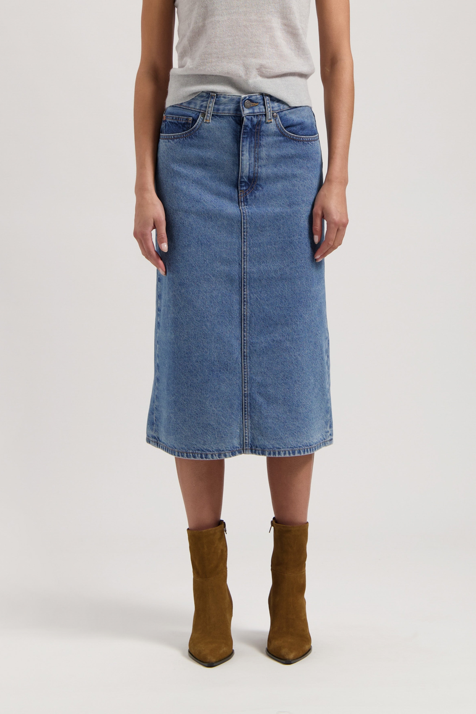 Image of MUD Jeans dames vegan Rok Mid Gwen Stone Vintage Blauw