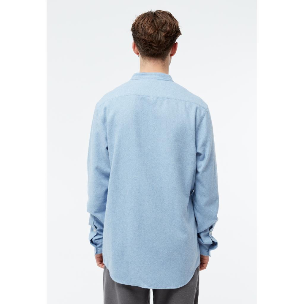 Givn men vegan Shirt Flannel Stand Collar Wes Light Blue