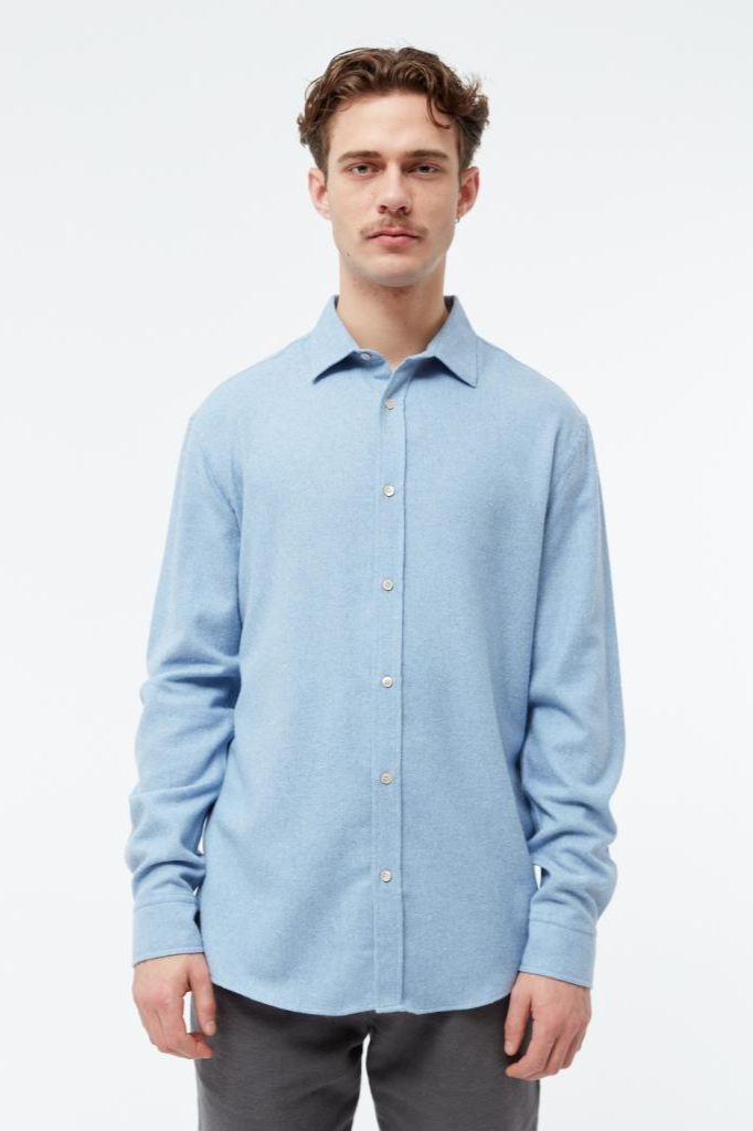 Givn Herren vegan Hemd Flanell John Hellblau