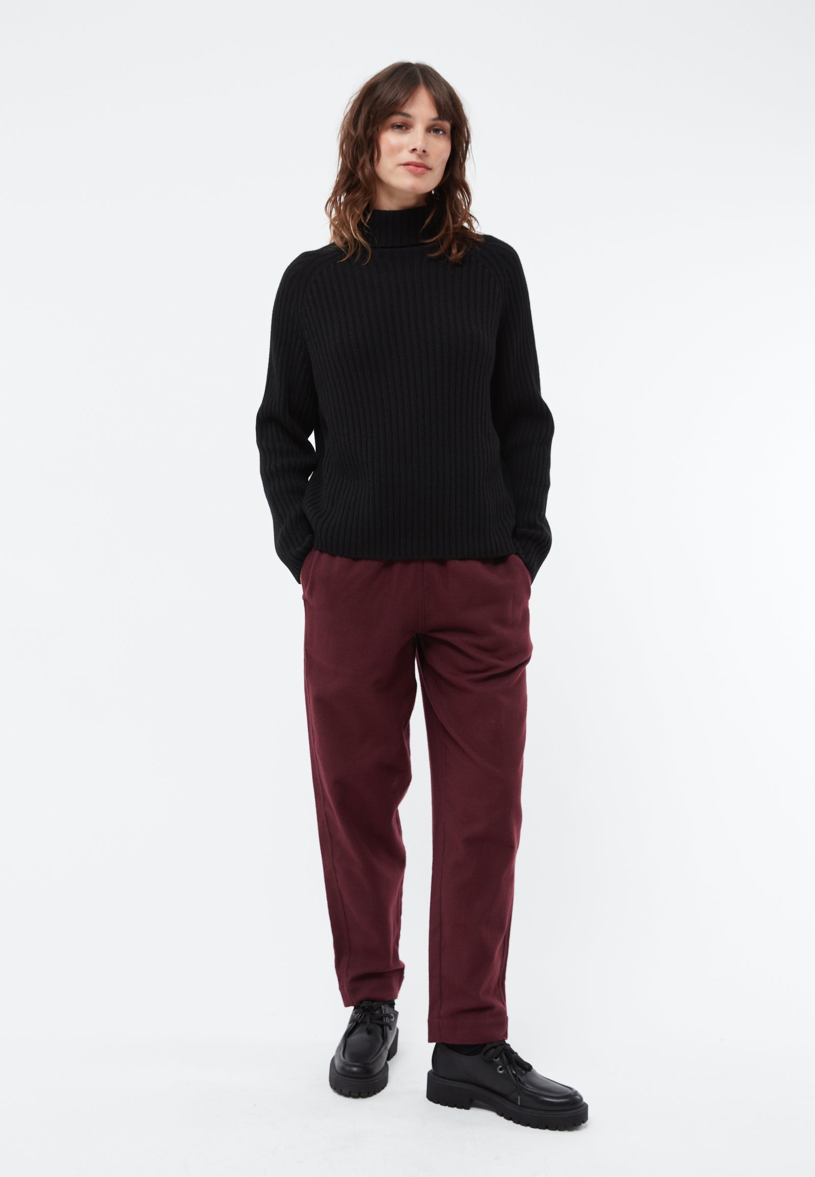 Givn womens vegan Pants Flannel Helena Burgundy