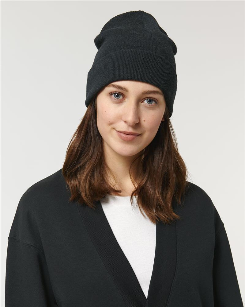 UNIPOLAR Beanie Rippe Schwarz