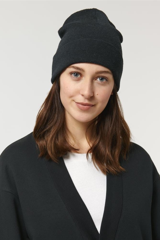 UNIPOLAR men vegan Beanie Rib Black